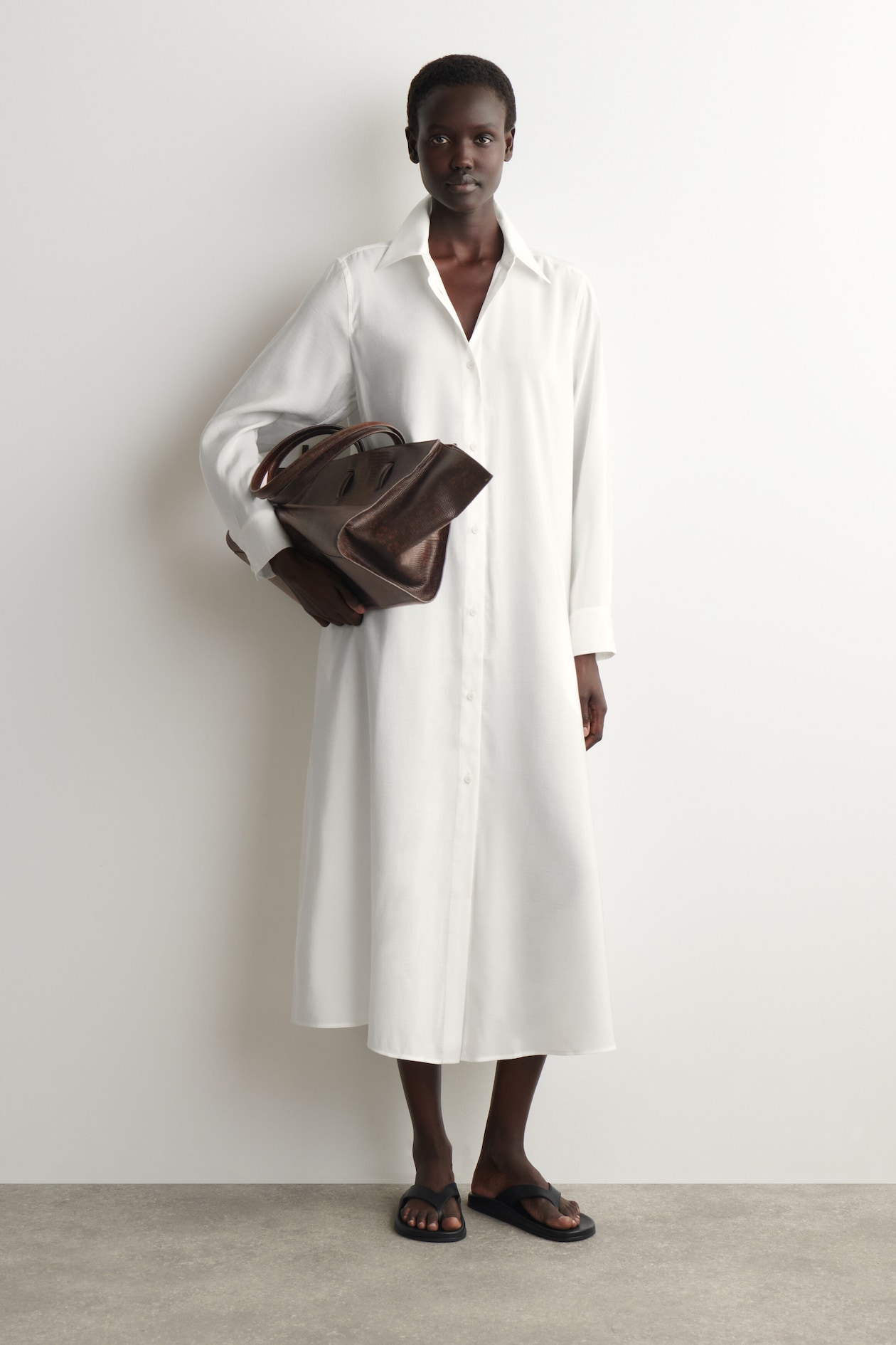 FLUID MIDI SHIRT DRESS