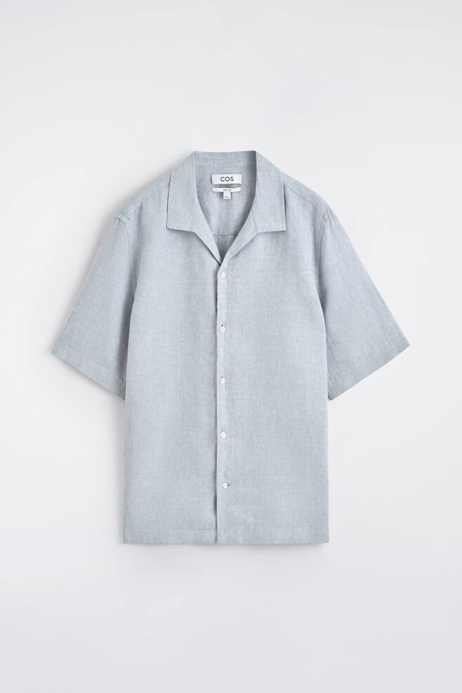 LEINENHEMD MIT KURZEN ÄRMELN UND REVERSKRAGEN - BLAU/HELLBLAU/WEISS - 1