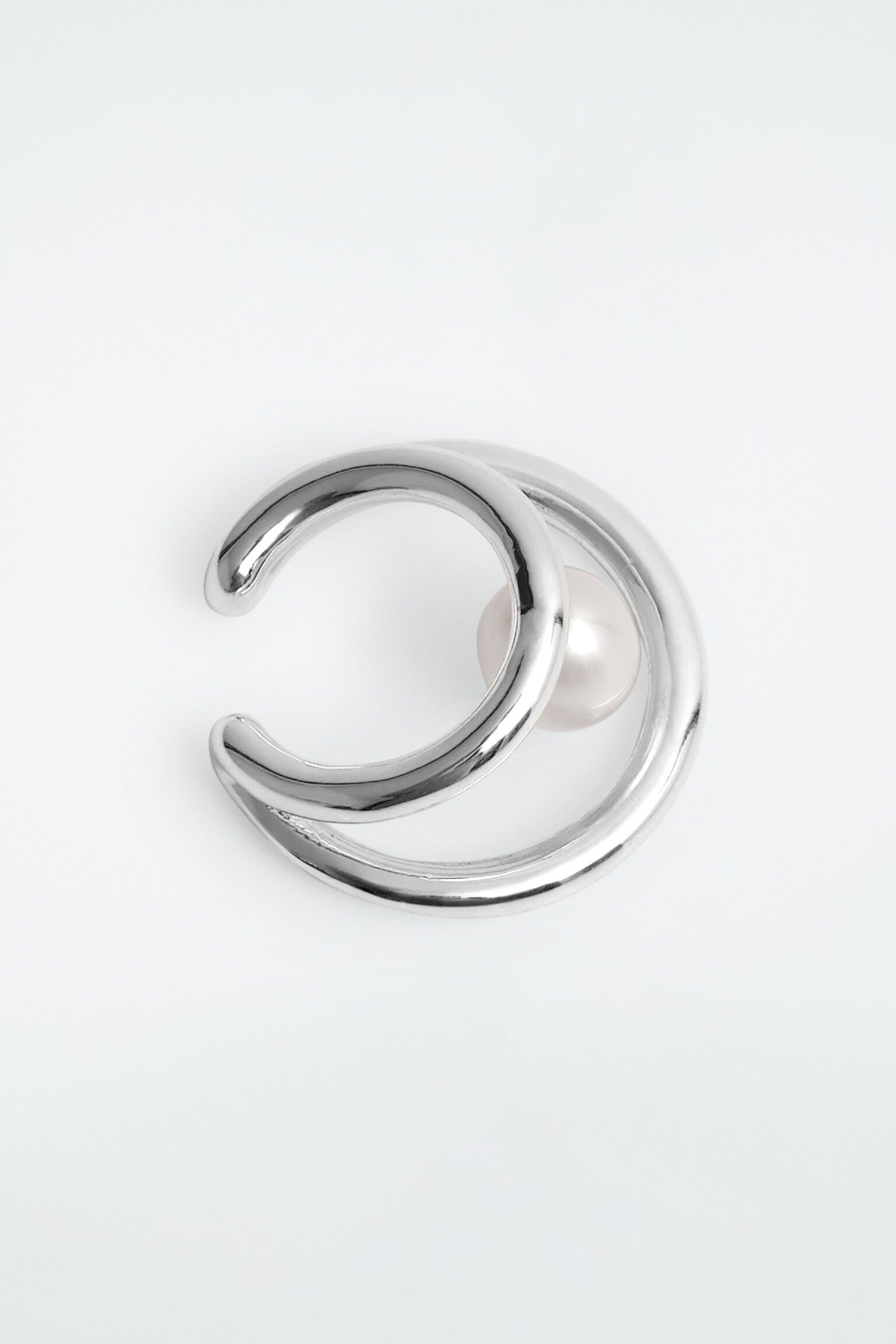 EAR CUFF CON PERLA D'ACQUA DOLCE A SPIRALE - ARGENTO - 2
