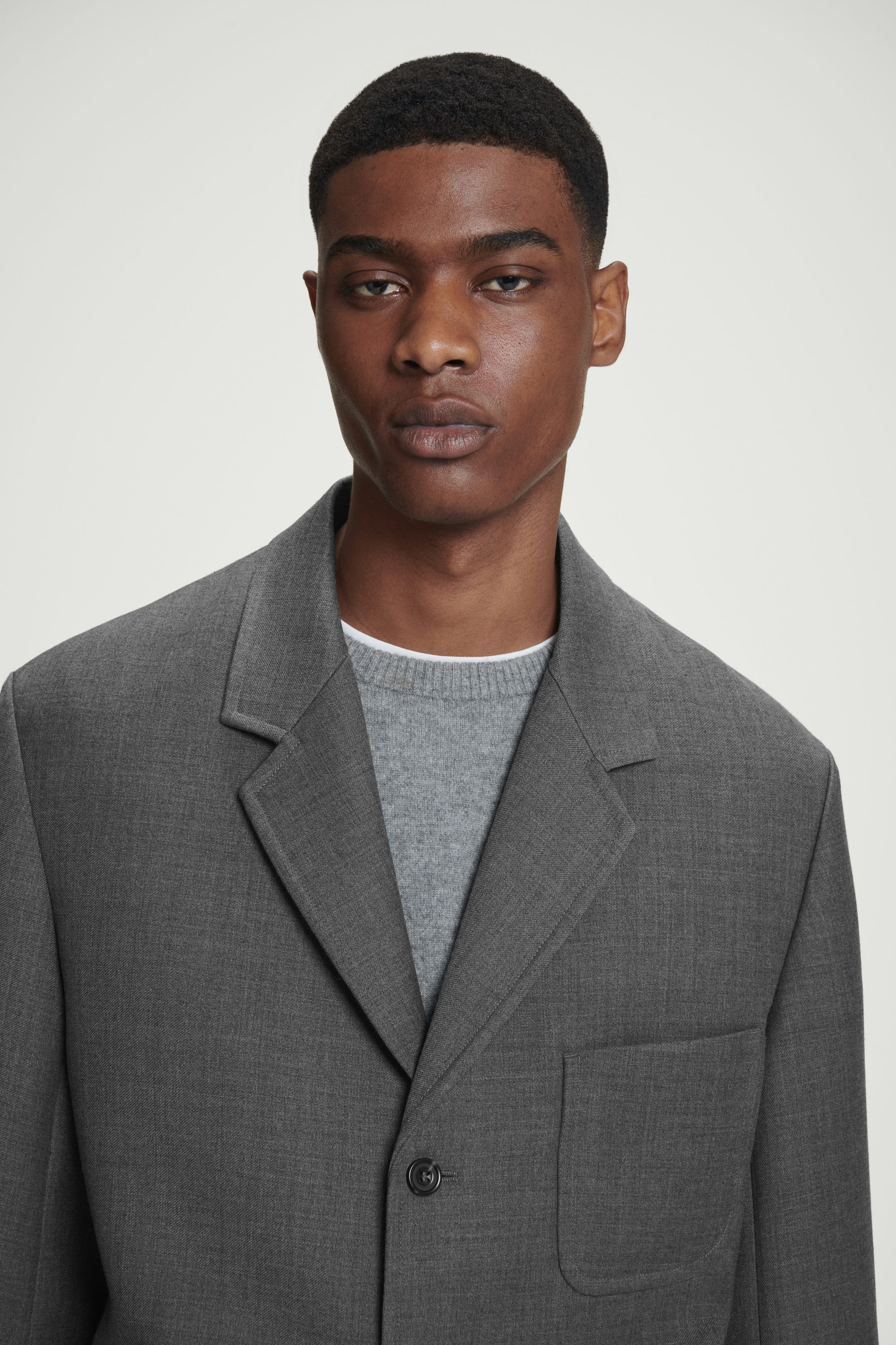 【韓国ファッション】ESSENTIAL2 BUTTON WOOLBLAZER MELANGEGREY 1520023_Ambassador_Blazer_CHH_