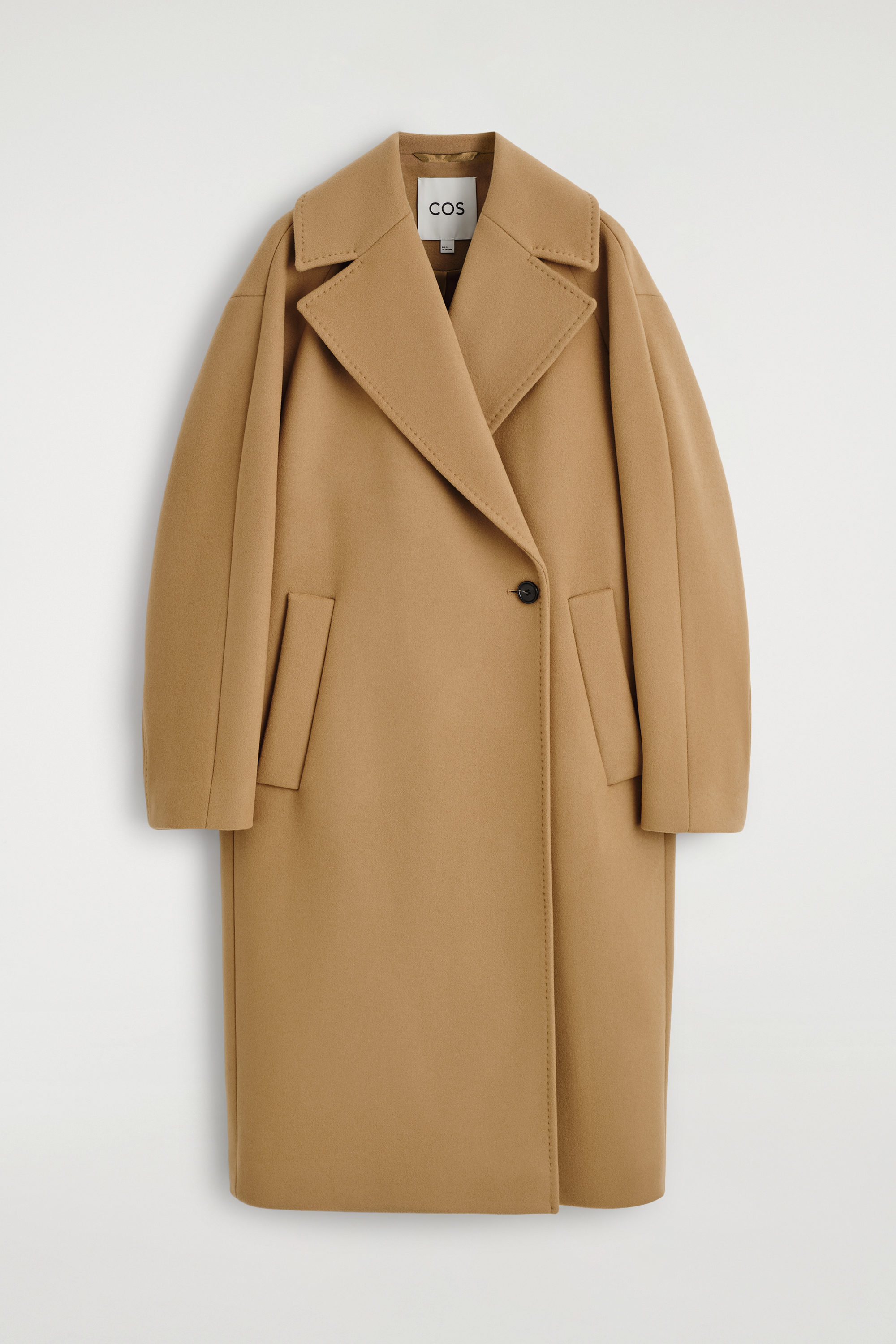 HOODED WOOL LONG DUFFLE COAT - CAMEL | COS