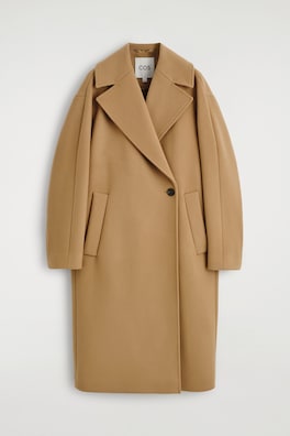 OVERSIZED DOUBLE-BREASTED WOOL LONG COAT — CAMEL 6