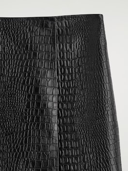 CROC-EFFECT LEATHER MINI WRAP SKIRT — BLACK 5