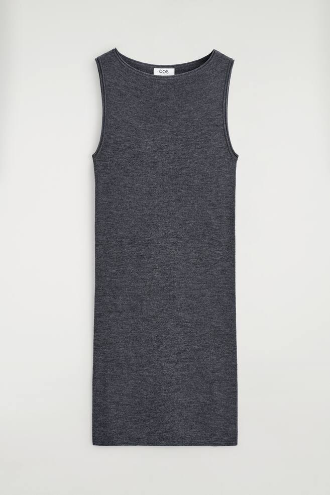 VESTIDO CORTO SIN COSTURAS DE LANA MERINO - GRIS MARENGO JASPEADO - 1
