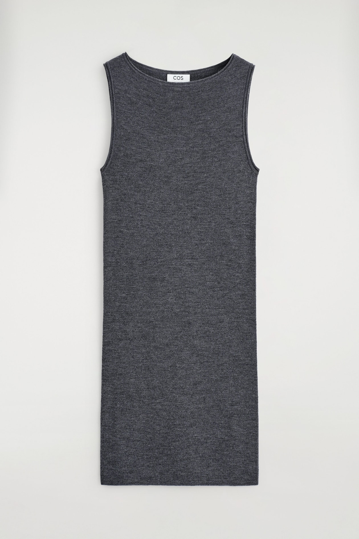 SEAMLESS MERINO WOOL MINI DRESS — CHARCOAL MÉLANGE