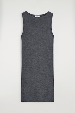SEAMLESS MERINO WOOL MINI DRESS — CHARCOAL MÉLANGE 8