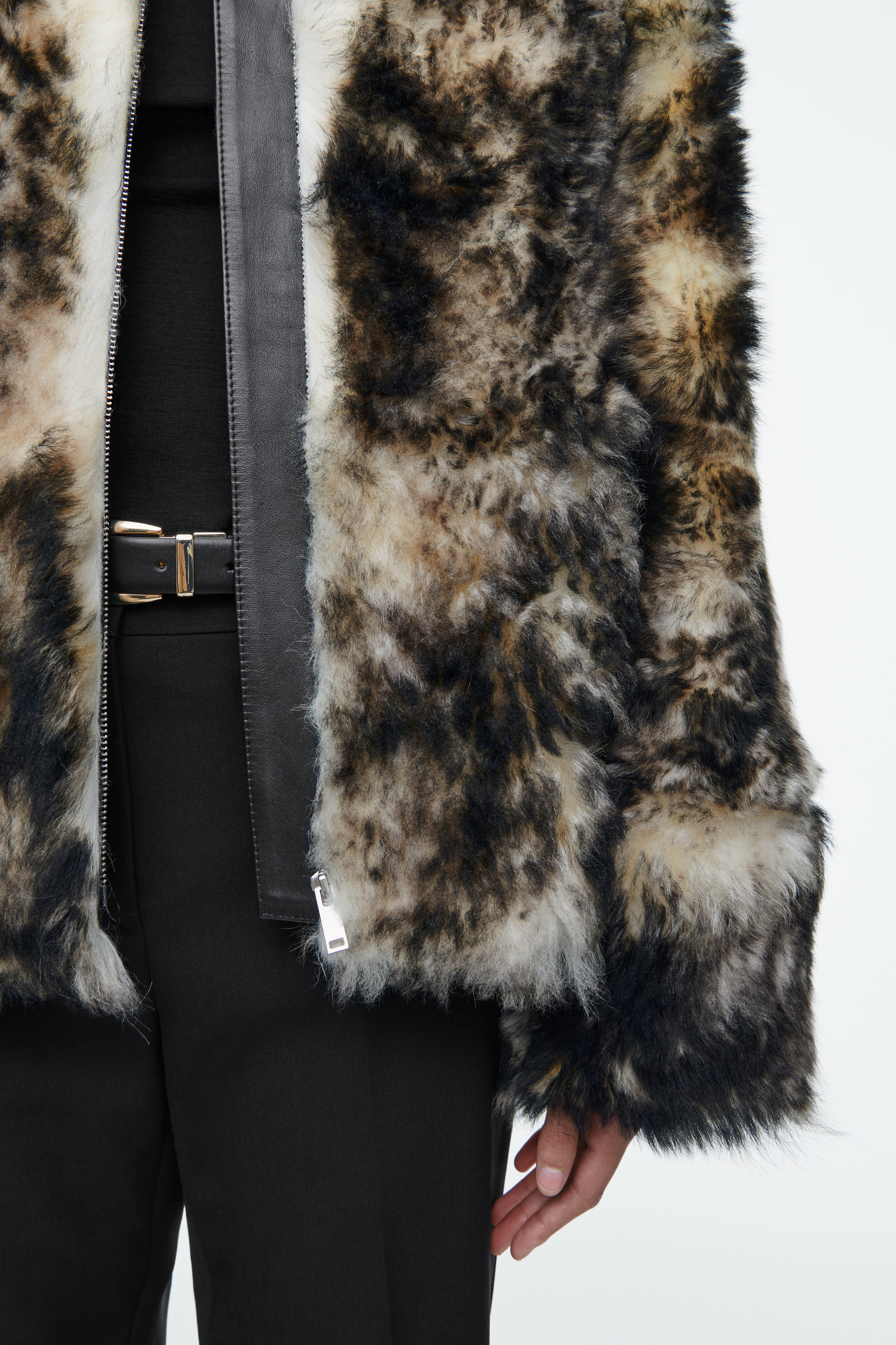 LEOPARD-EFFECT SHEARLING JACKET - NATURAL SHEARLING | COS