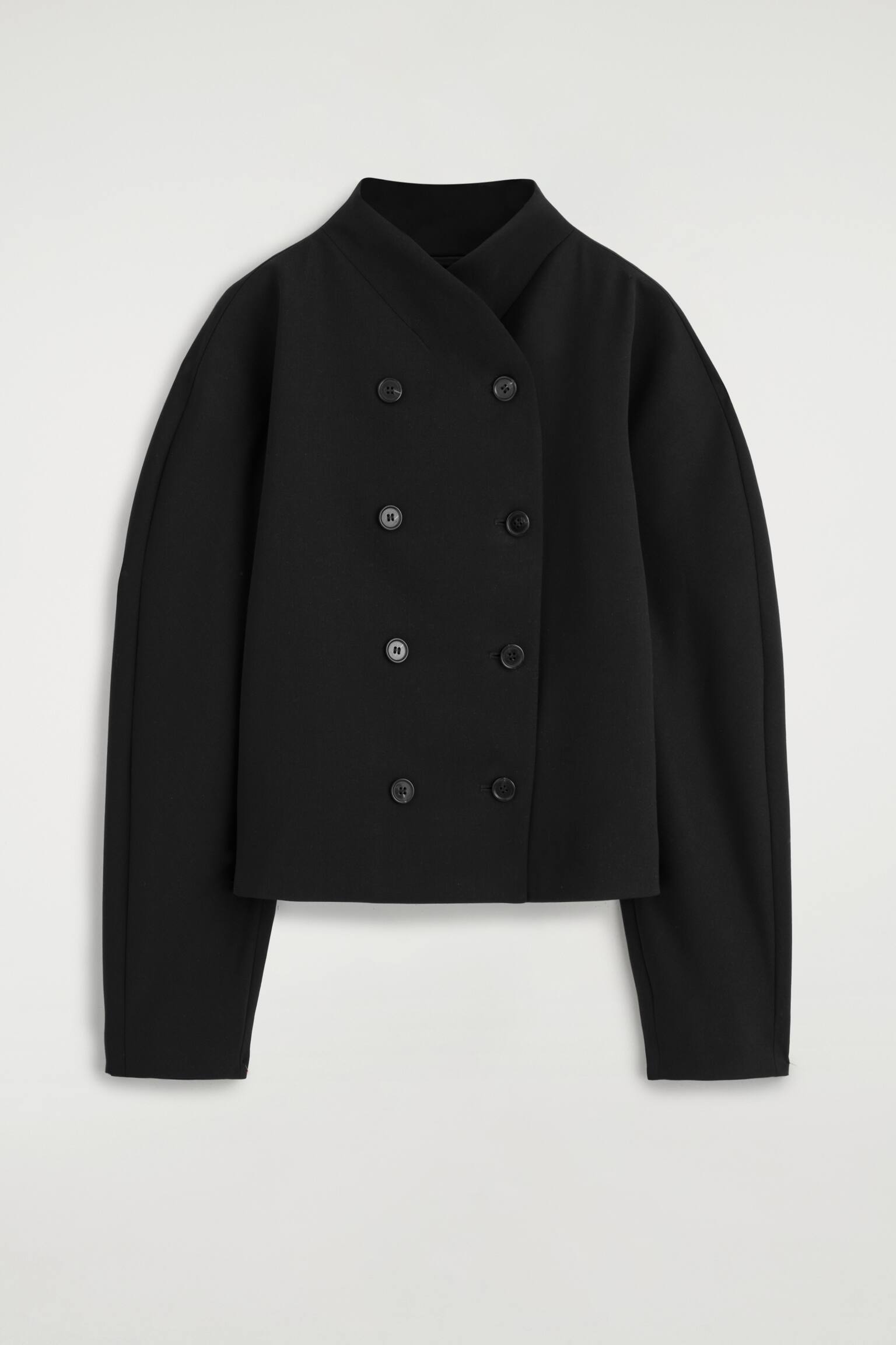 SCULPTED STAND-COLLAR JACKET - שחור - 1