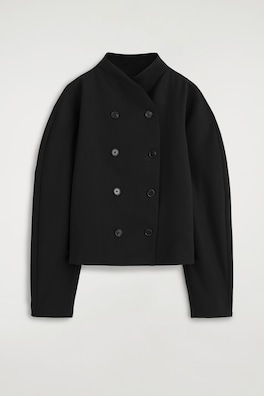 SCULPTED STAND-COLLAR JACKET — BLACK 10