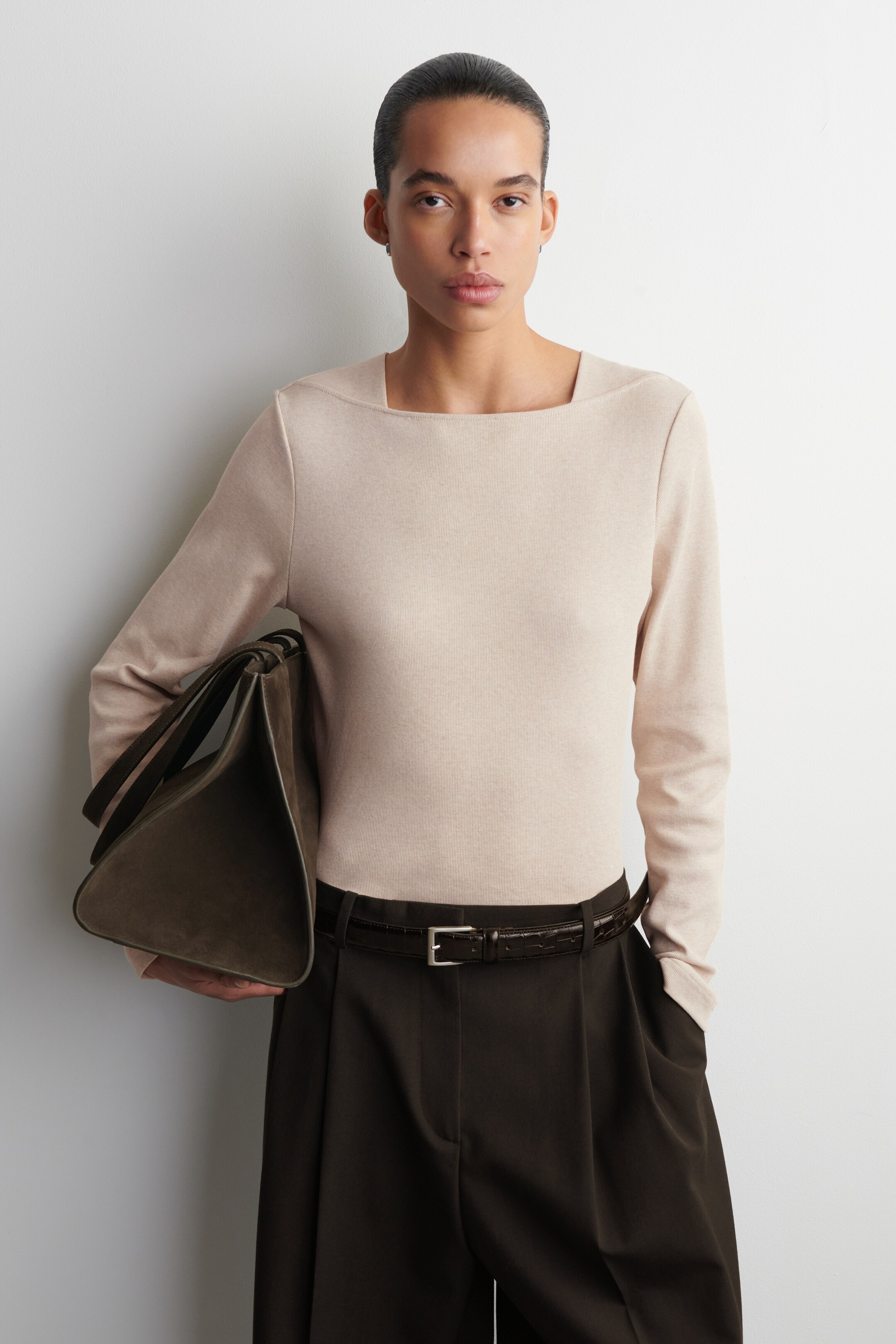 View larger image: COTTON-JERSEY LONG-SLEEVED TOP - ECRU - Ladies | H&M GB 1