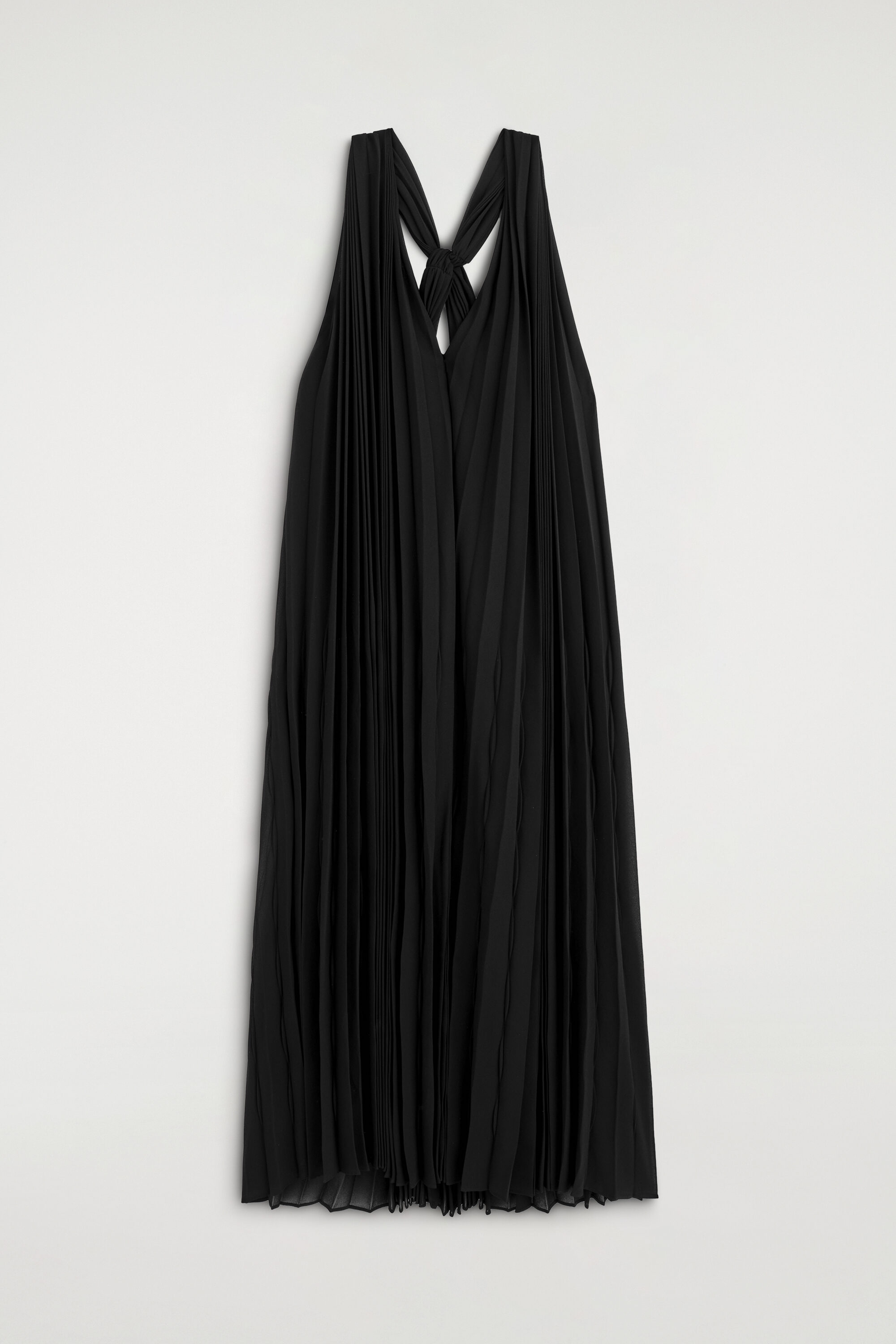 TIE-DETAIL PLEATED GEORGETTE MAXI DRESS - BLACK | COS US