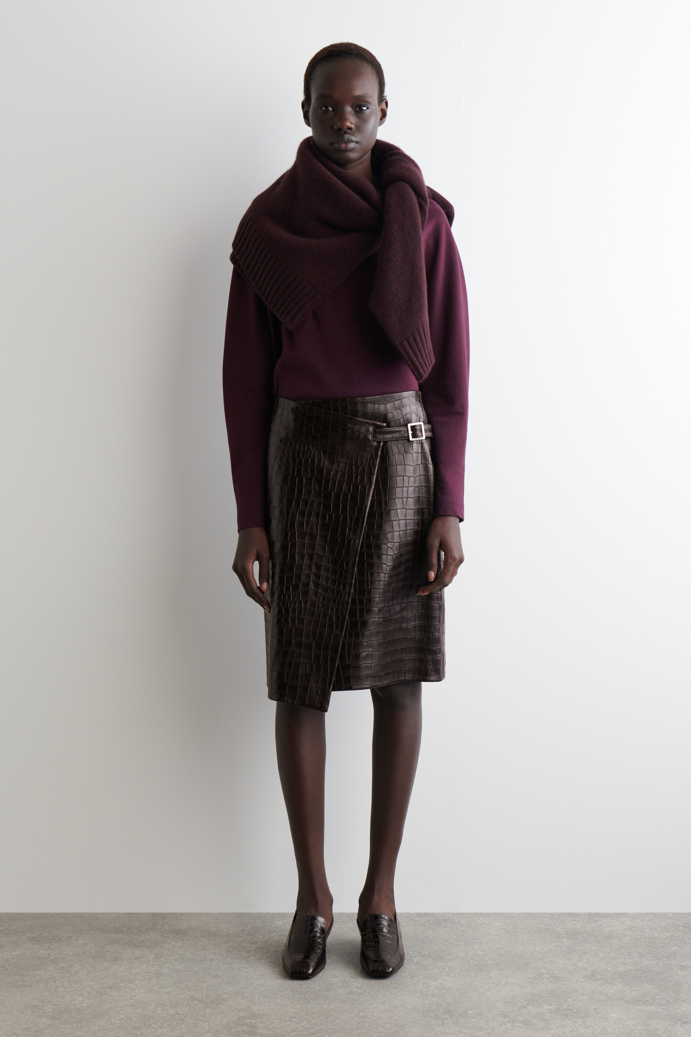 ROUNDED JERSEY TOP - DARK RED | COS US