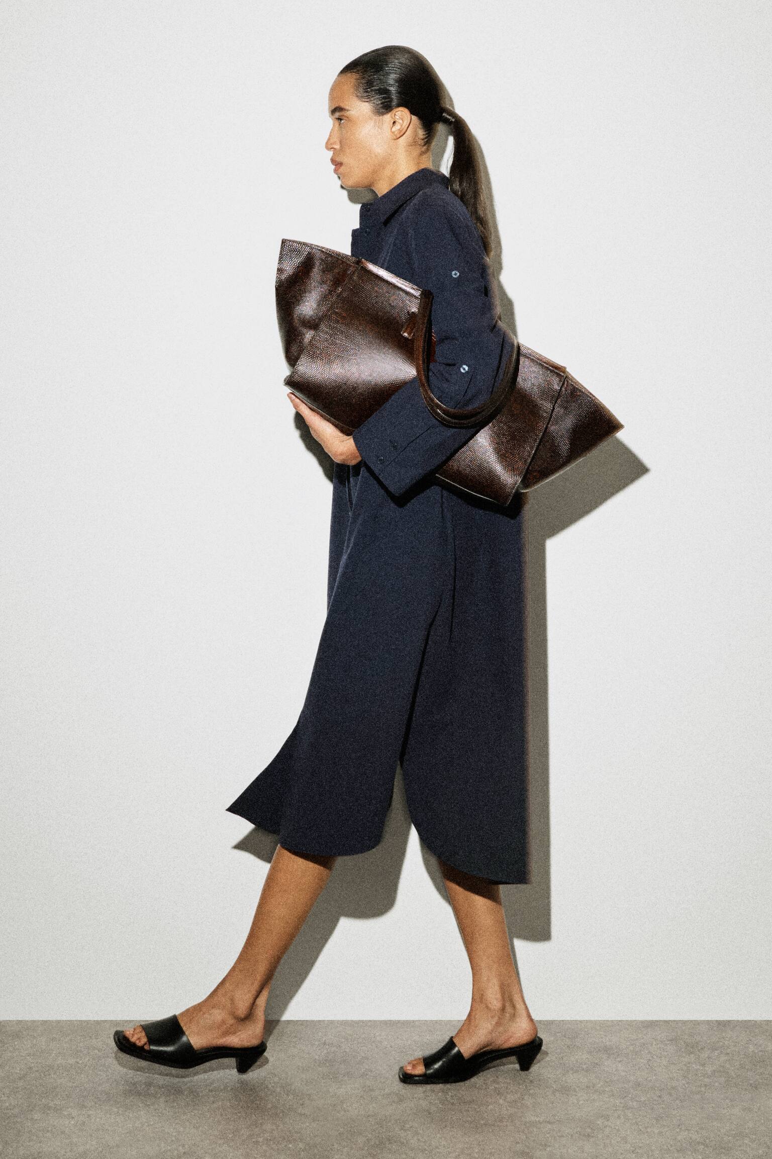 שמלת חולצה מידי מכותנה עם שרוולים מעוגלים - 5