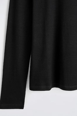 SLIM RIBBED COTTON LONG-SLEEVED T-SHIRT — BLACK 6
