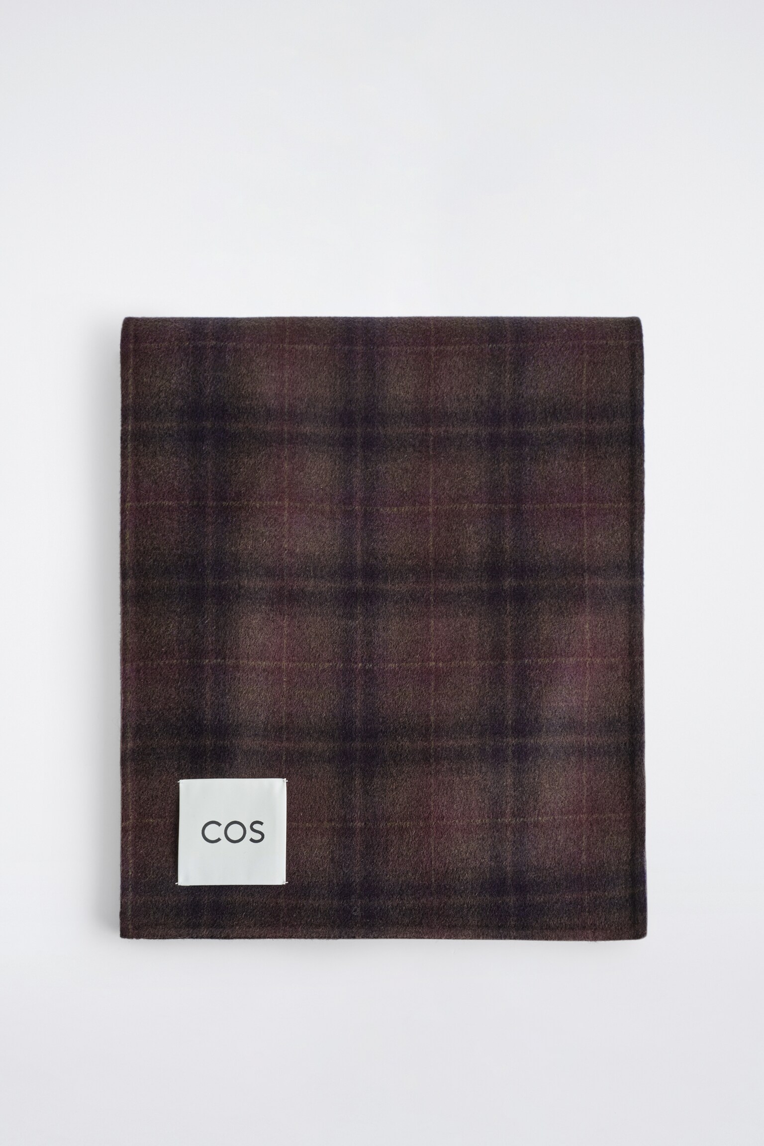 CHECKED SPLIT WOOL SCARF - BURGUNDY / CHECKED - 2