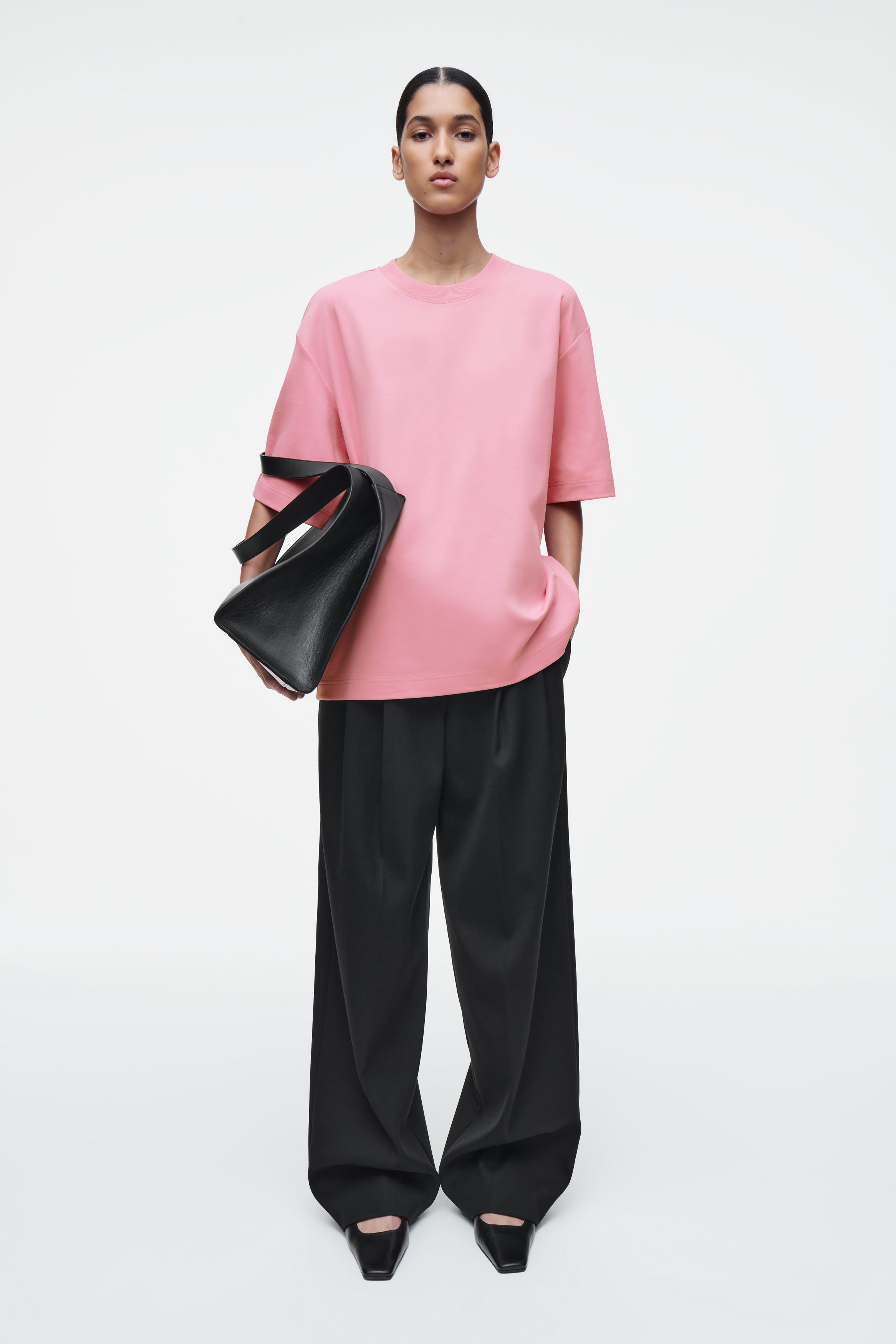 Tシャツ・カットソー PINKO Draped jersey top Rosa T-shirt with metallic print on front PINKO → Shop Online