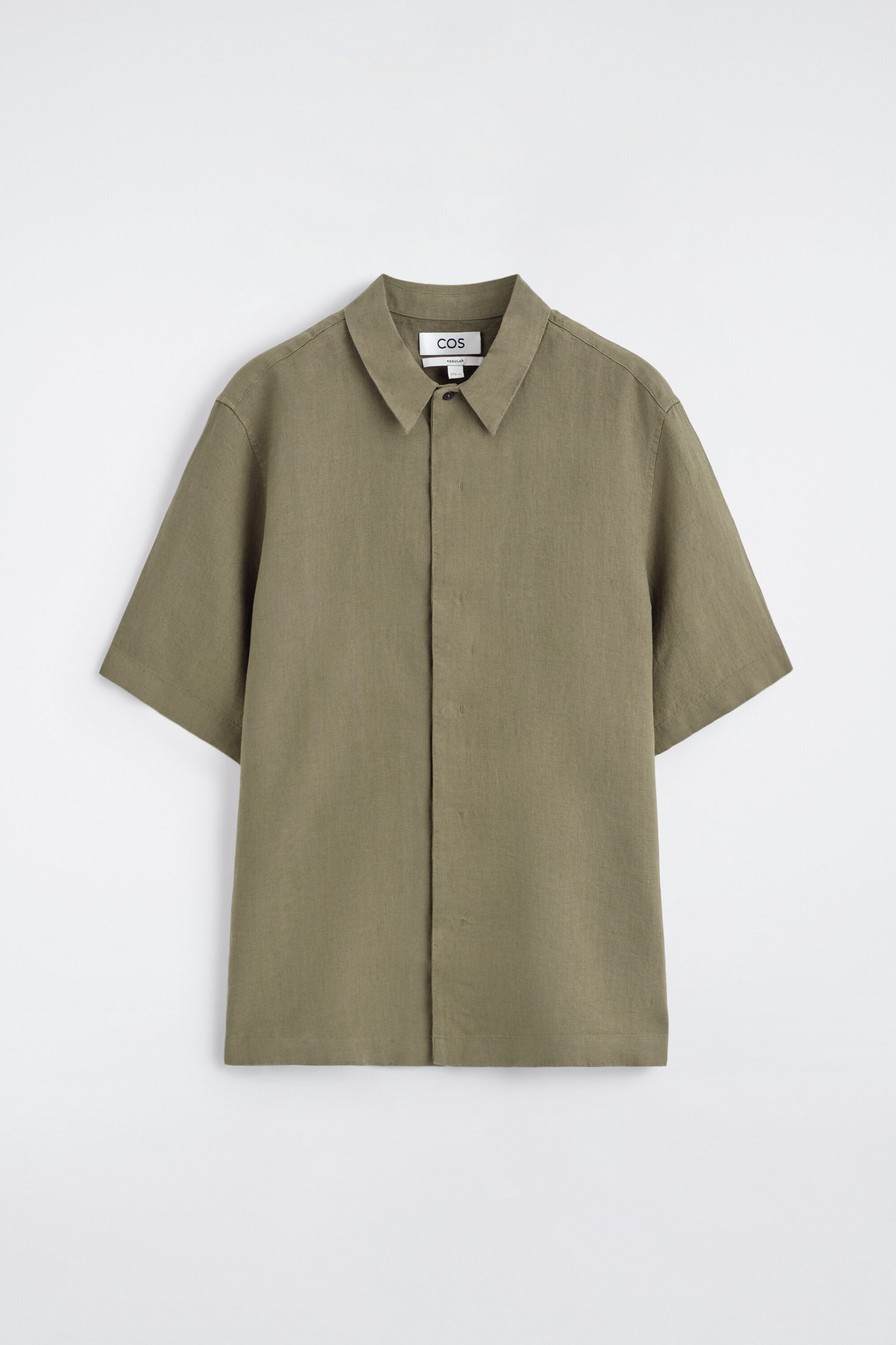 Khaki Linen Shirt, Navy Trousers