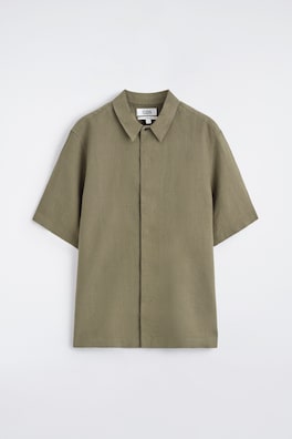 LINEN SHORT-SLEEVED SHIRT — KHAKI 8