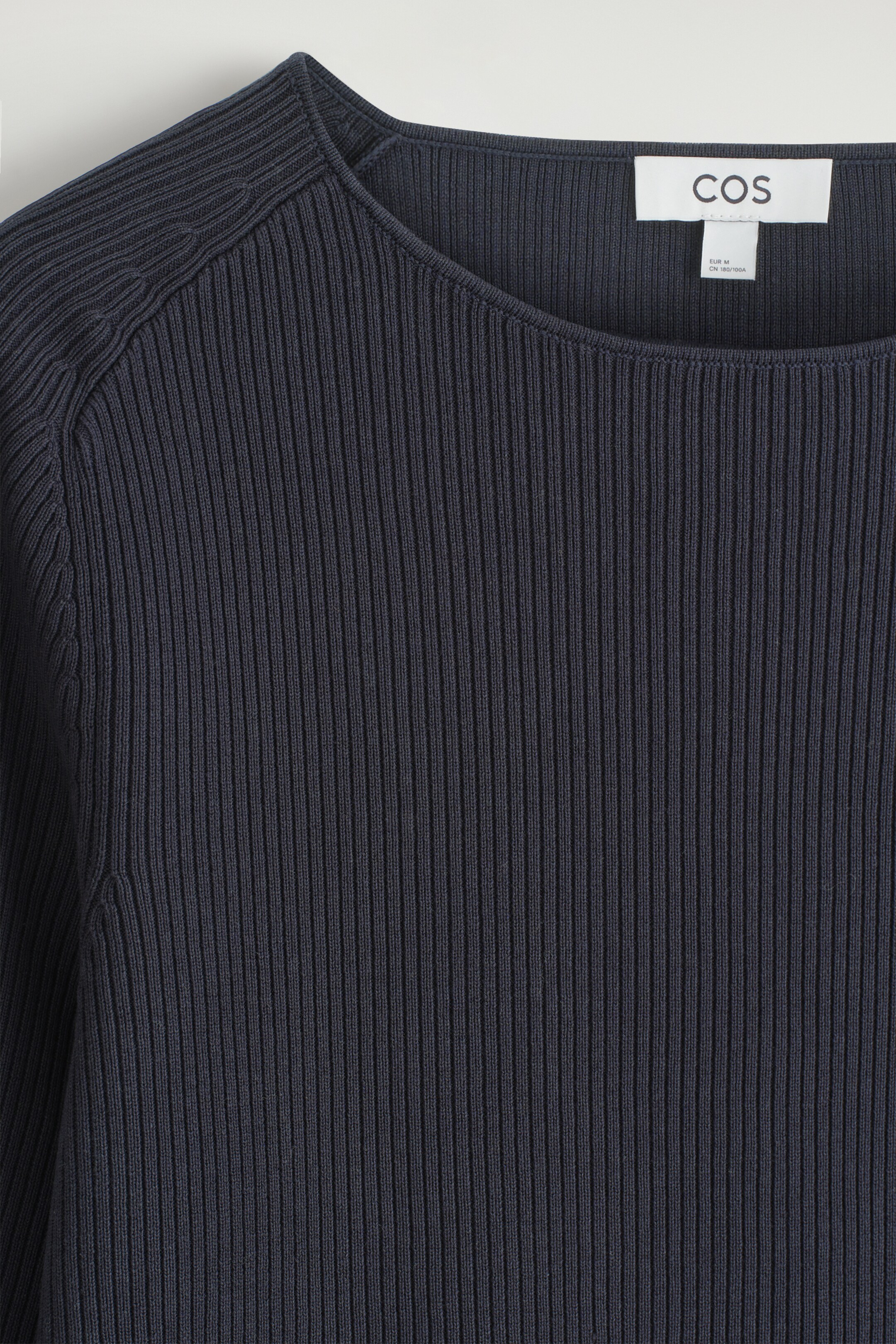 Agrandir l'image: T-SHIRT À COL BATEAU EN MAILLE CÔTELÉE - BLEU MARINE - HOMME | H&M CH 7