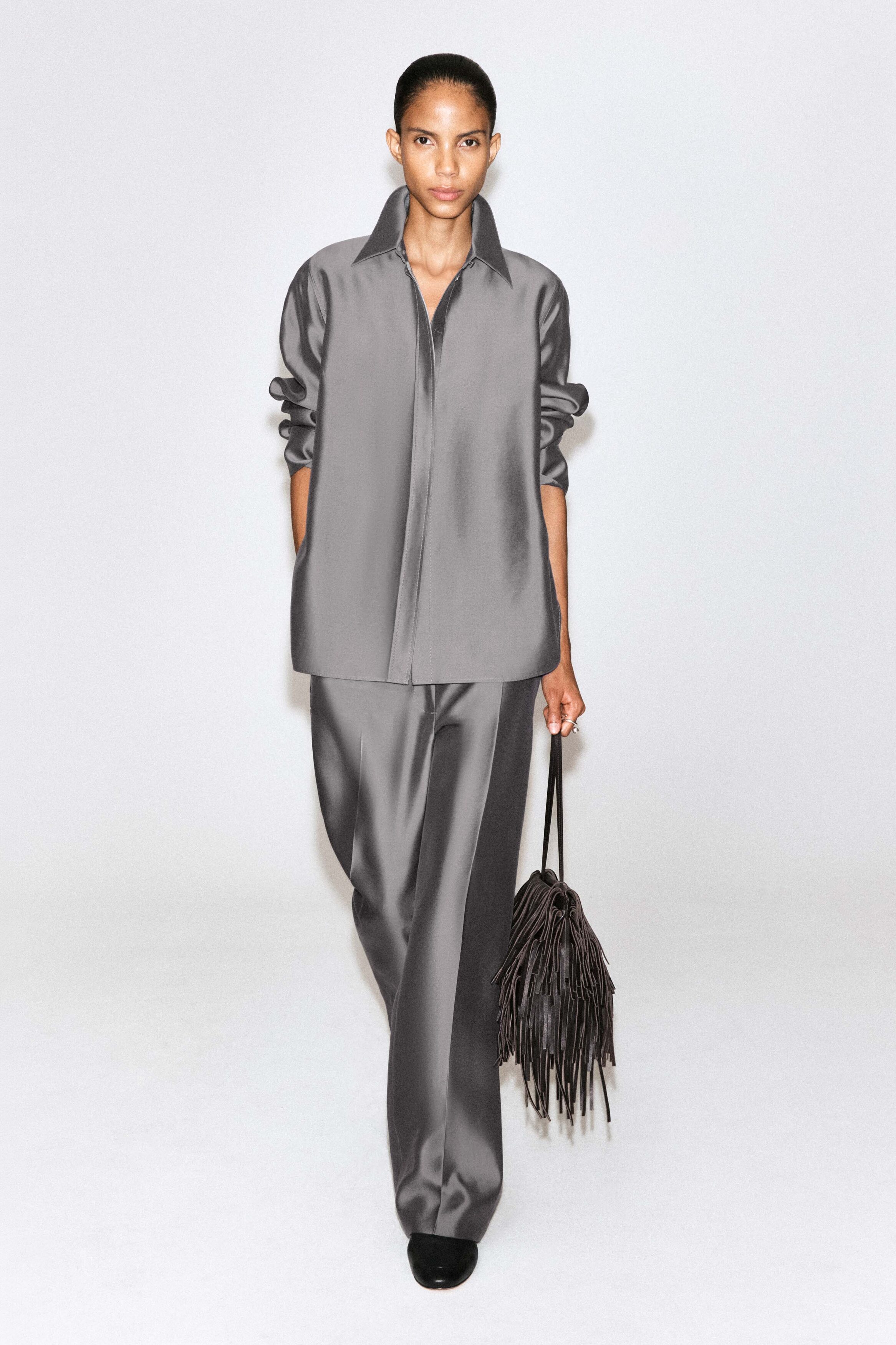 TAILORED SILK STRAIGHT-LEG PANTS