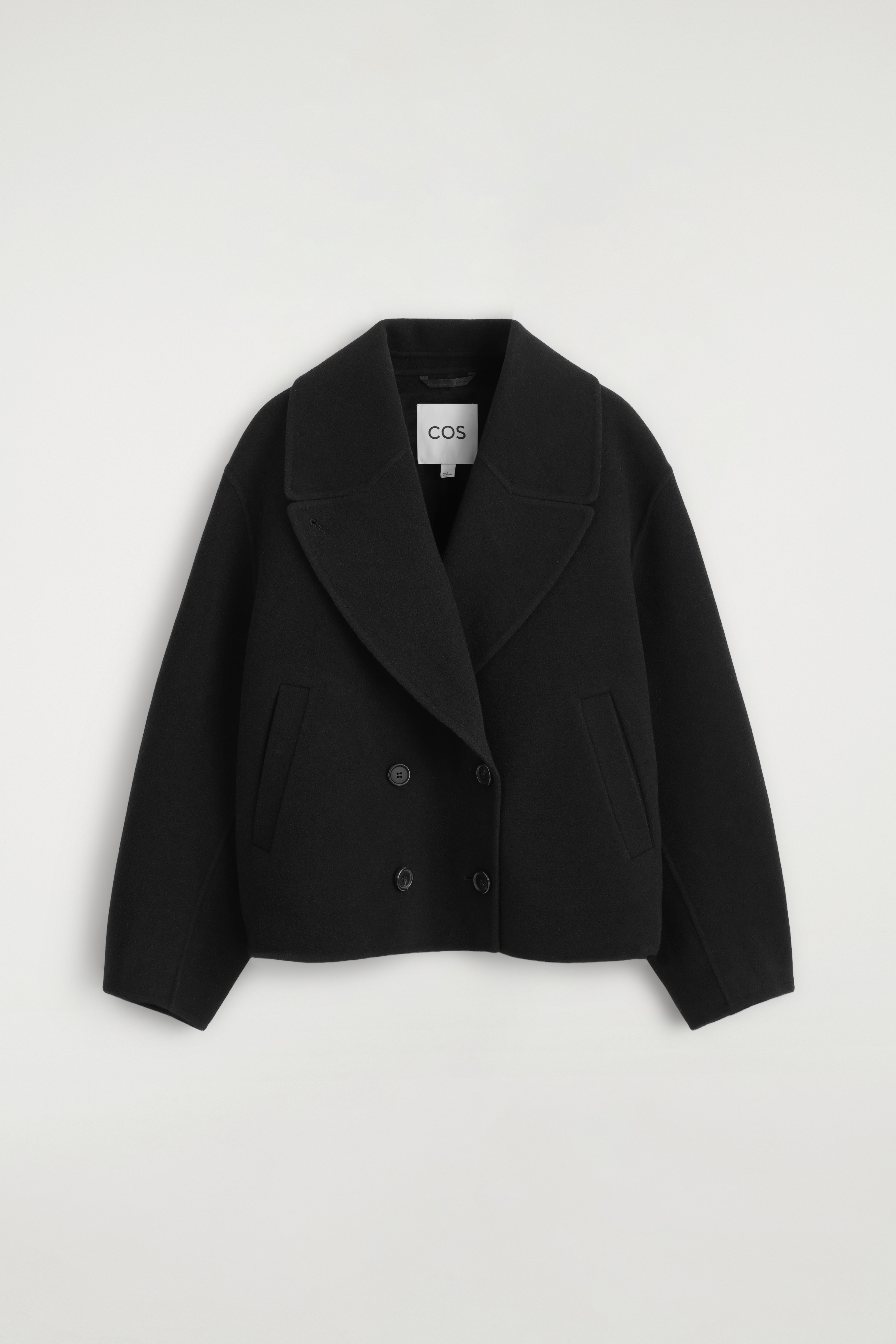 CHAQUETA LANA OVERSIZE DOBLE FAZ - NEGRO/GRIS JASPEADO