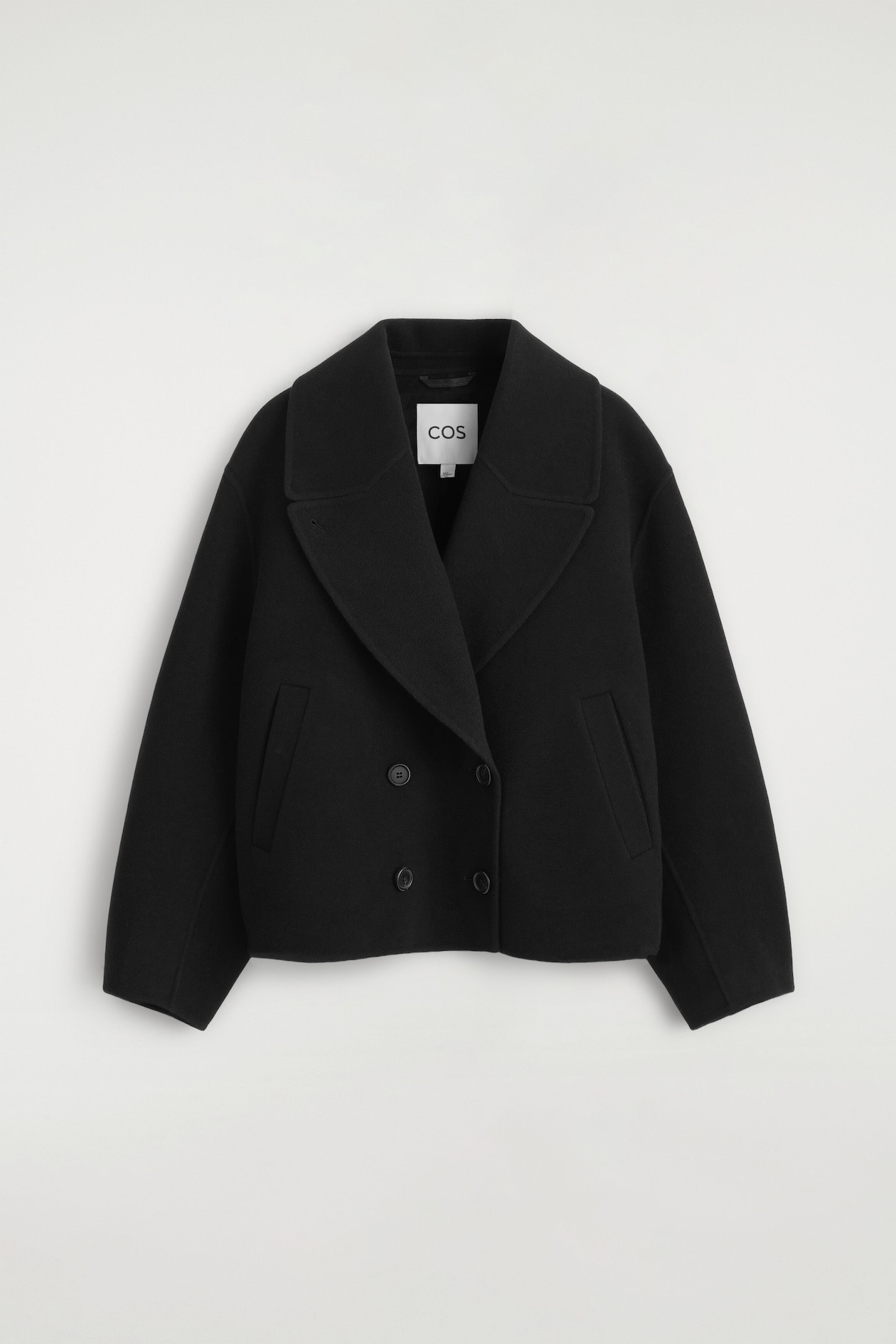 OVERSIZED DOUBLE-FACED WOOL JACKET — BLACK