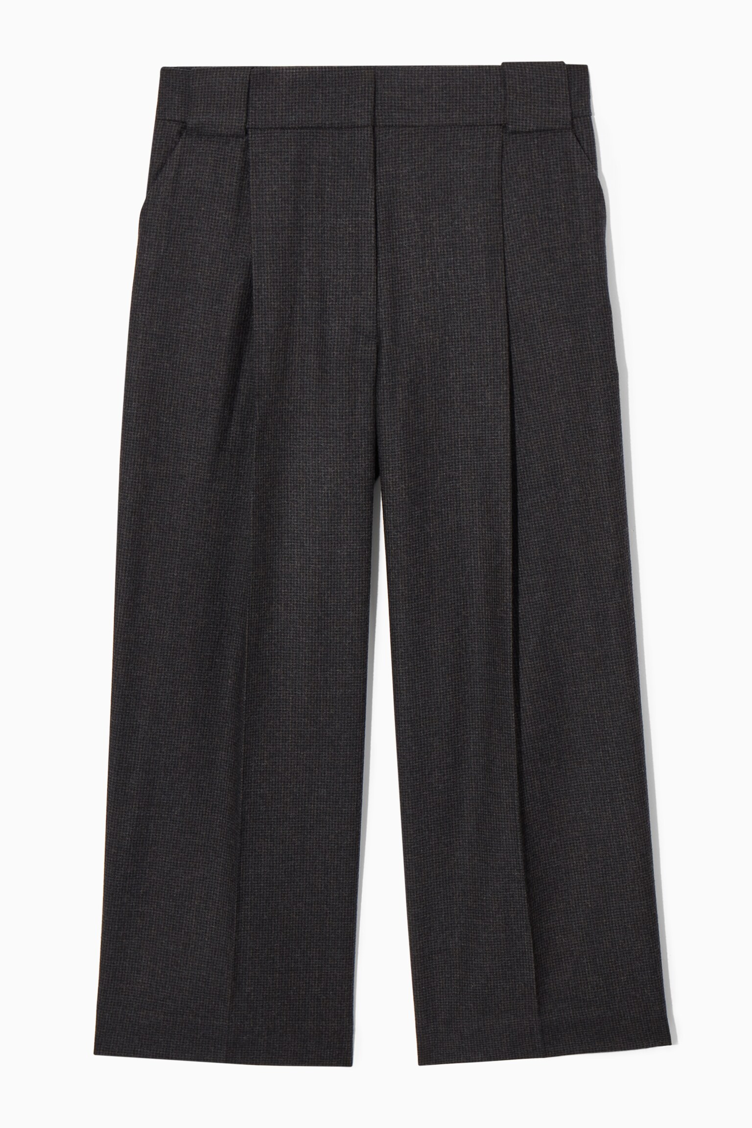 REGULAR WOOL-FLANNEL WIDE-LEG CULOTTES - DARK GREY / CHECKED