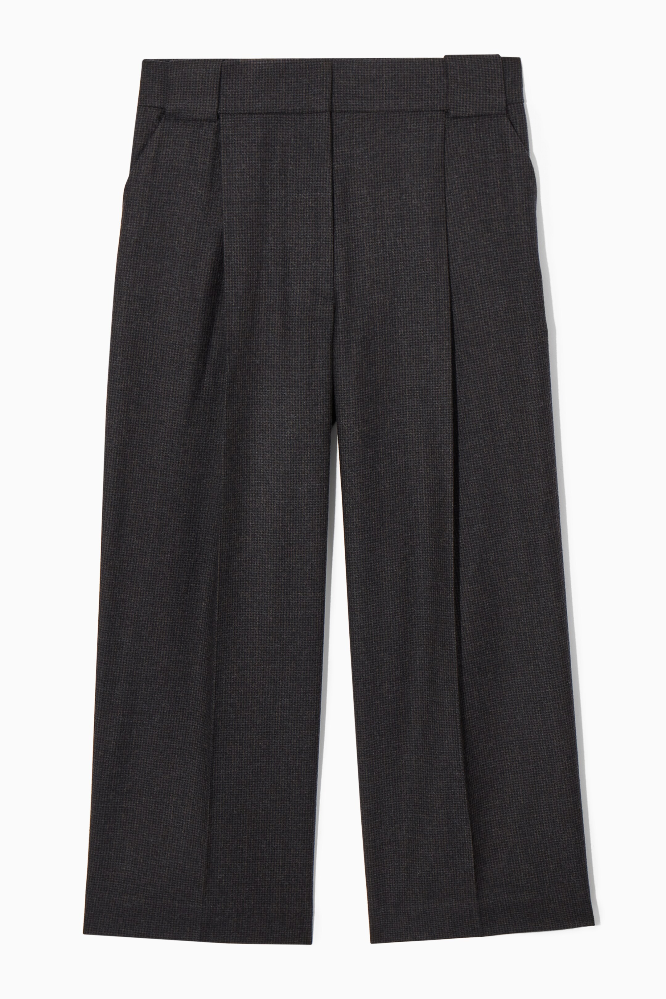 Ingrandisci l'immagine: REGULAR WOOL-FLANNEL WIDE-LEG CULOTTES - DARK GREY / CHECKED - DONNA | H&M CH 1