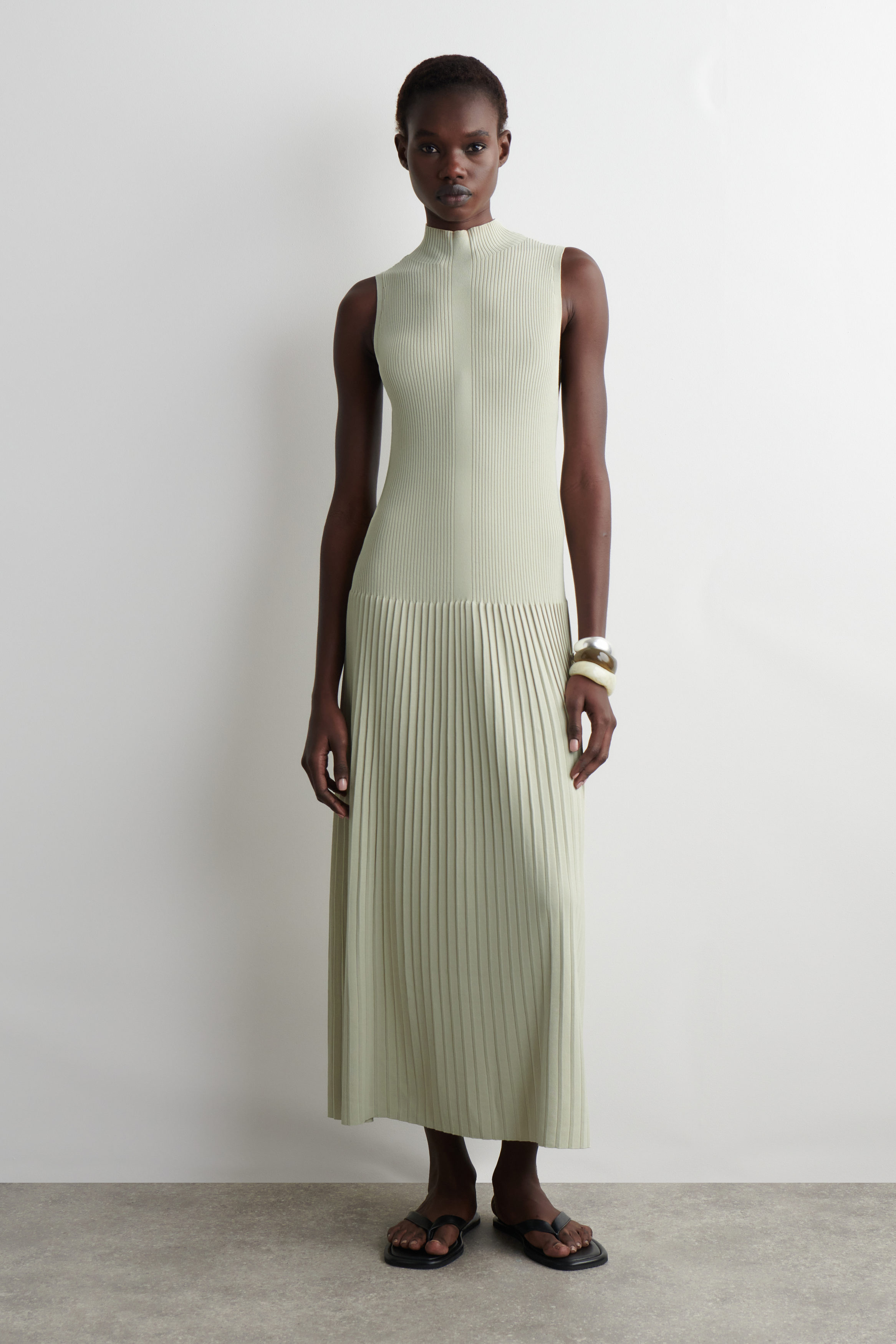 〖kさま専用〗HLT Pin Dot Pleated Long Dress JOAU Plus Size Casual Long Dress - Polka Dot Mesh Sheer Long