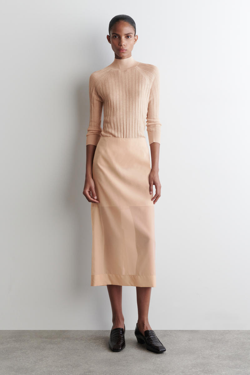 Cos Sheer Column Skirt In Sand