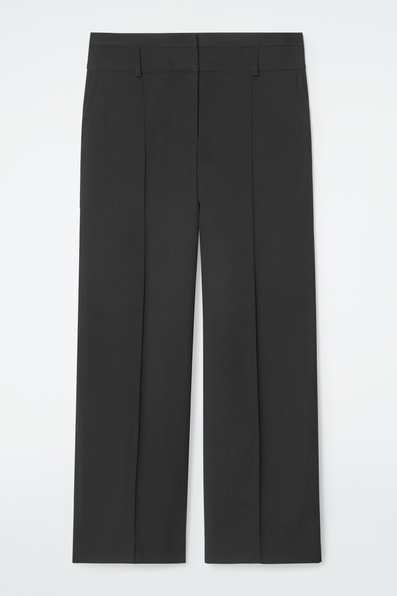 REGULAR WOOL-TWILL WIDE-LEG TROUSERS - BLACK