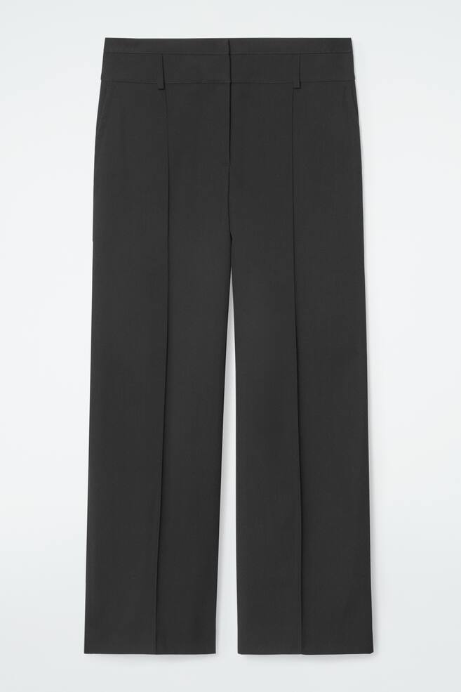 REGULAR WOOL-TWILL WIDE-LEG TROUSERS - BLACK - 1