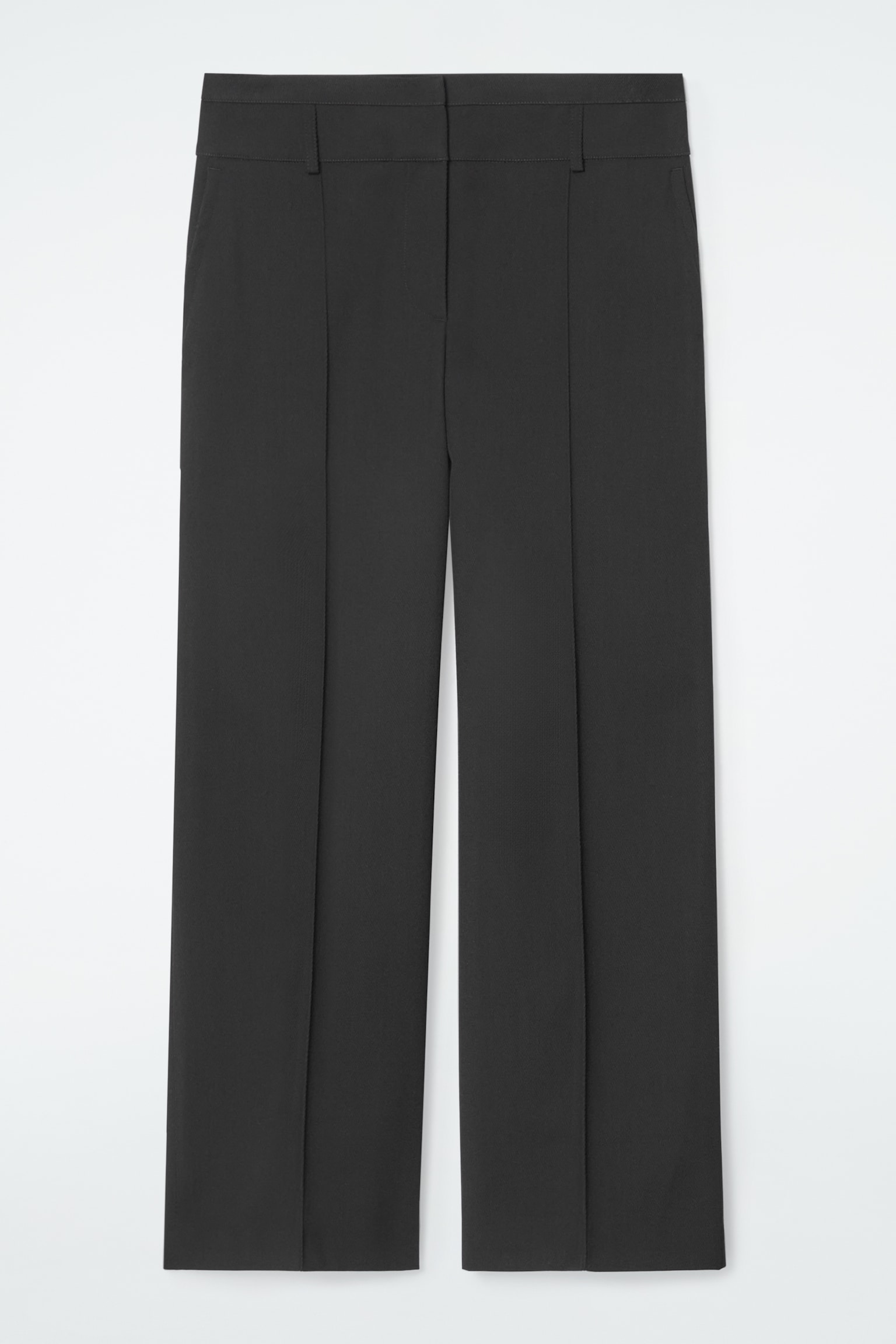 REGULAR WOOL-TWILL WIDE-LEG TROUSERS - BLACK - 2