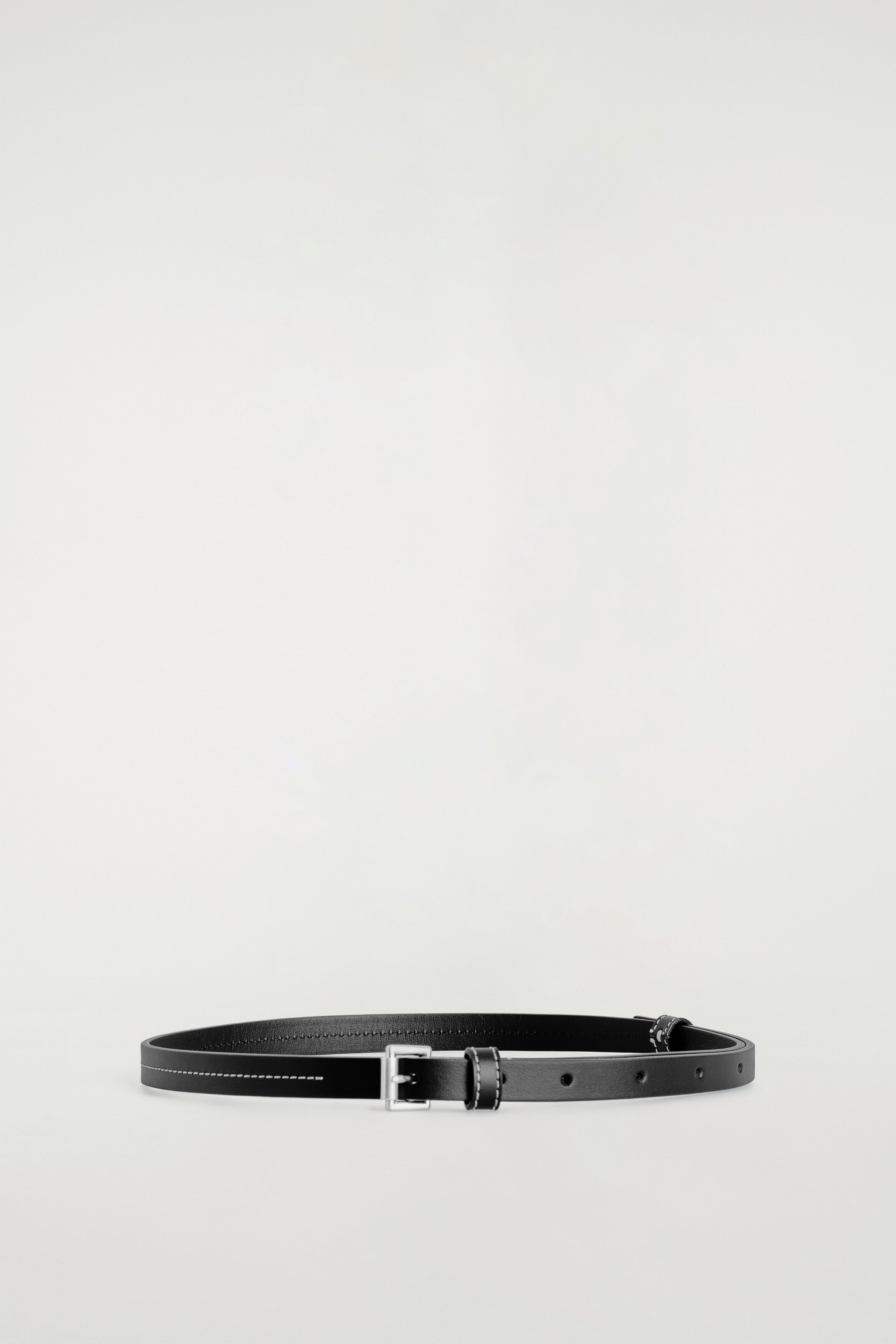 TOPSTITCHED SLIM LEATHER BELT - thumbnail 2