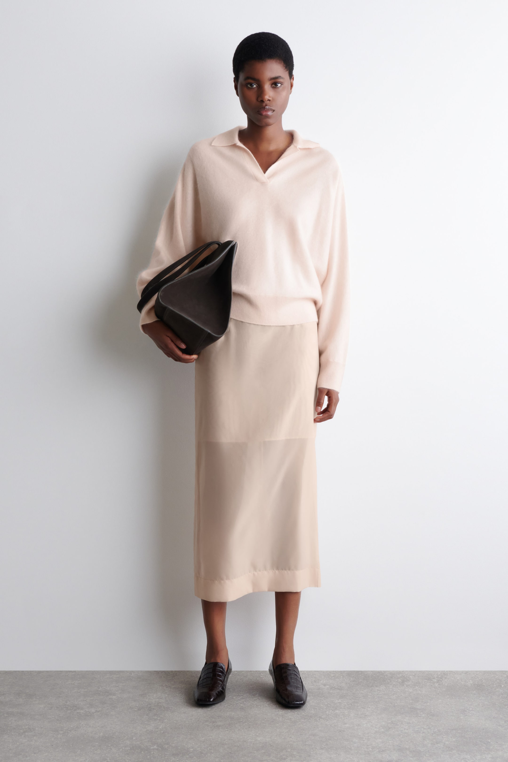 BRUSHED-CASHMERE POLO SWEATER