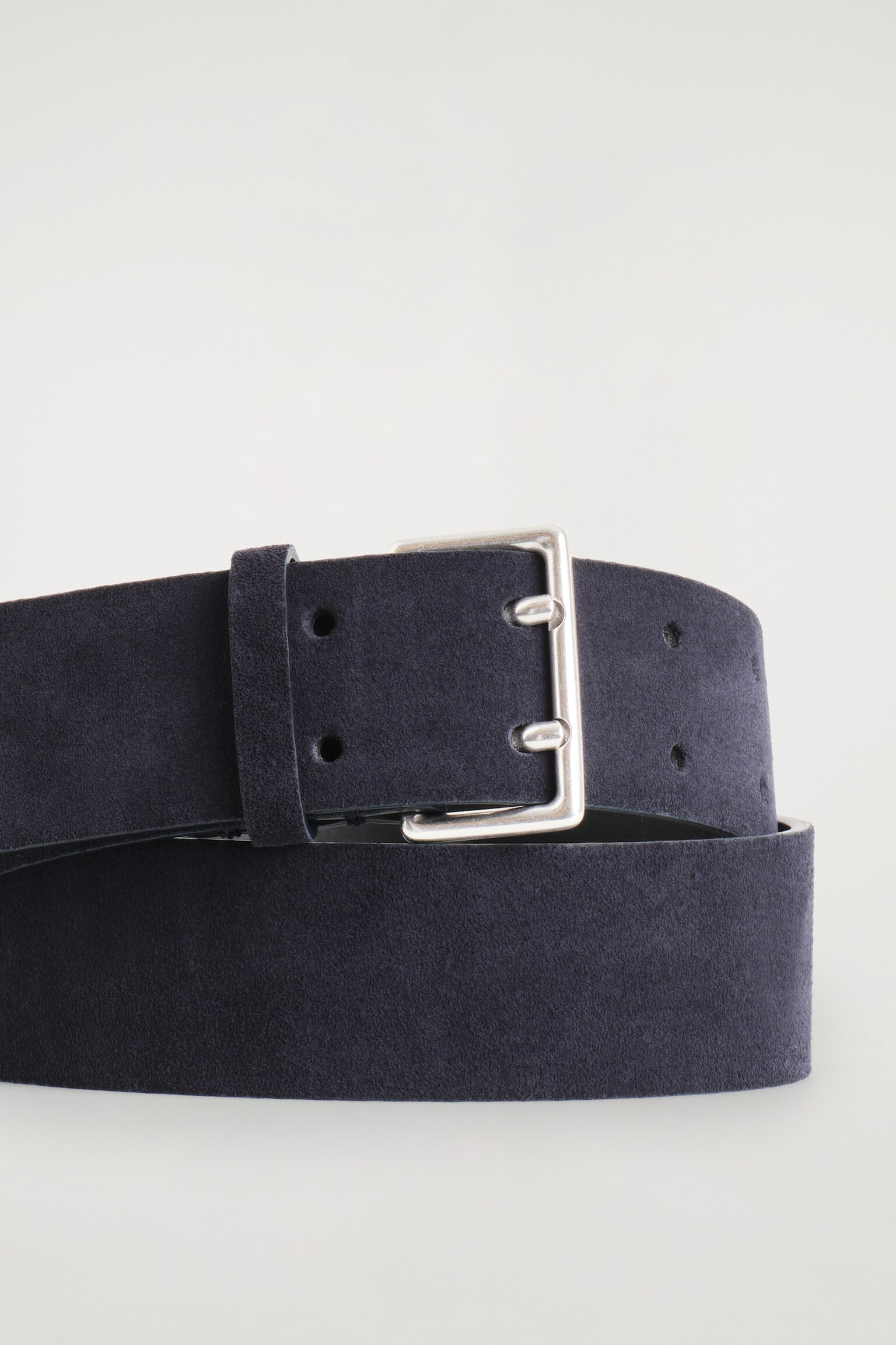 CEINTURE EN DAIM À DOUBLE ARDILLON - BLEU MARINE/BRUN/CAPPUCCINO - 4