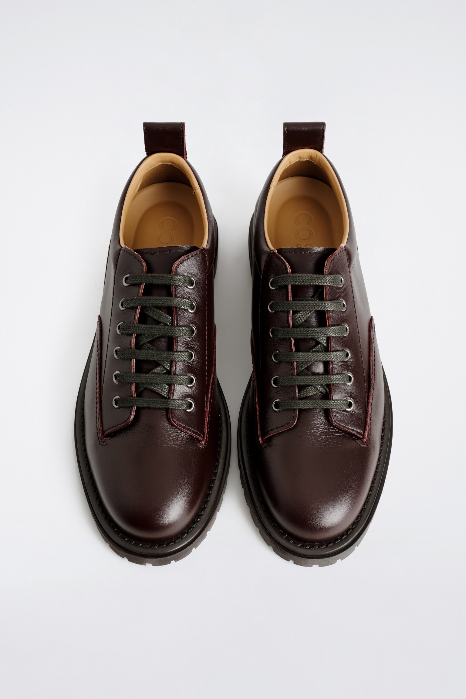 CHUNKY LEATHER DERBY SHOES - BROWN - 6