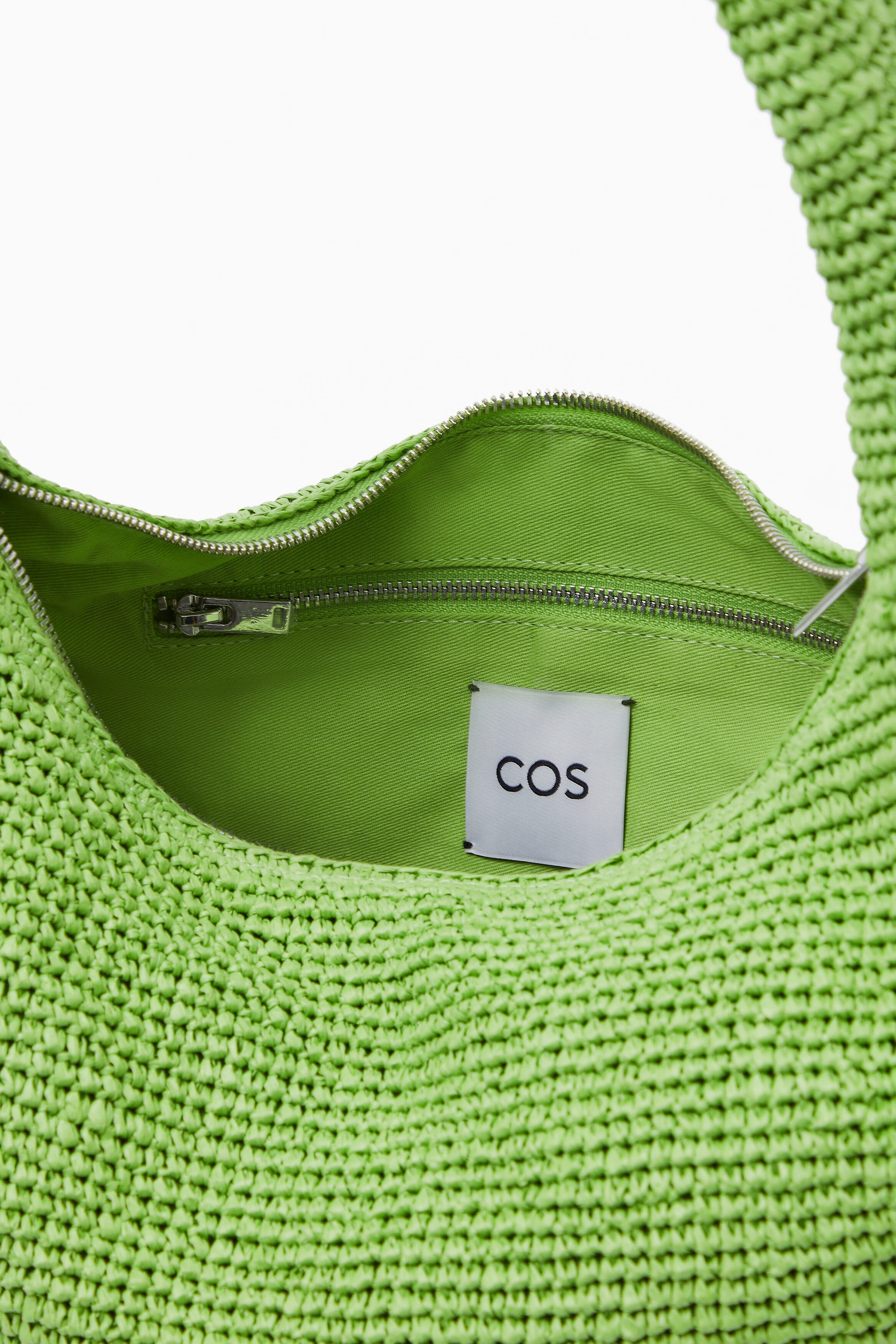 cos ミニスリングバッグ　グリーン MINI SLING BAG - RAFFIA - GREEN | COS
