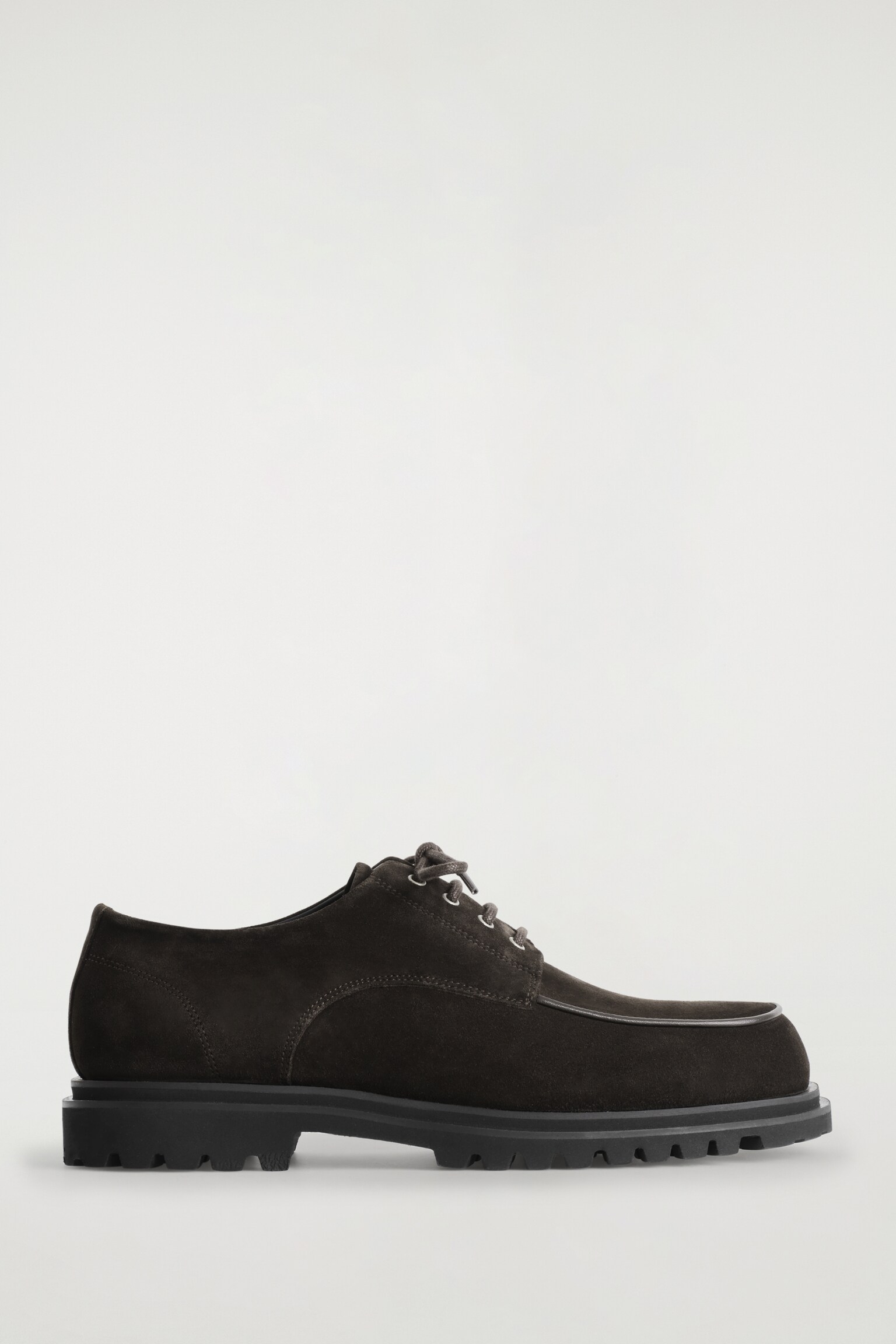 CHUNKY SUEDE DERBY SHOES - DARK BROWN - 2