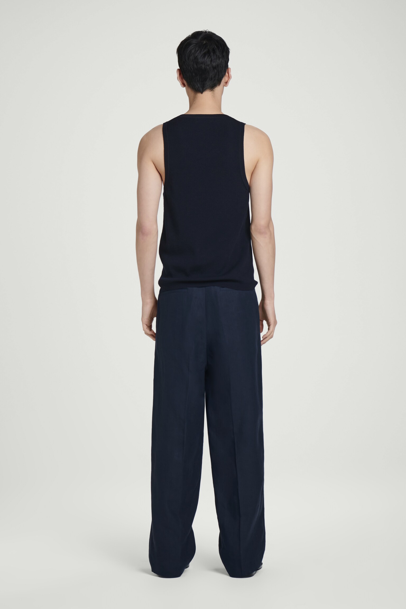 CANOTTA IN LANA MERINO A COSTE - BLU NAVY/GRIGIO MÉLANGE - 6
