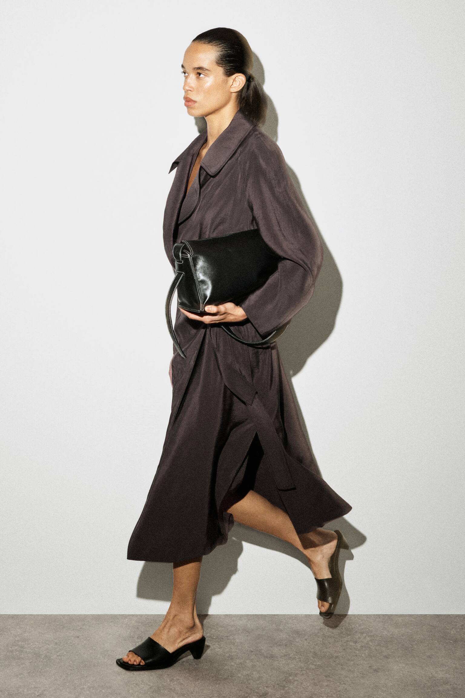 ABITO MIDI UTILITY IN STILE TRENCH - MARRONE SCURO - 5