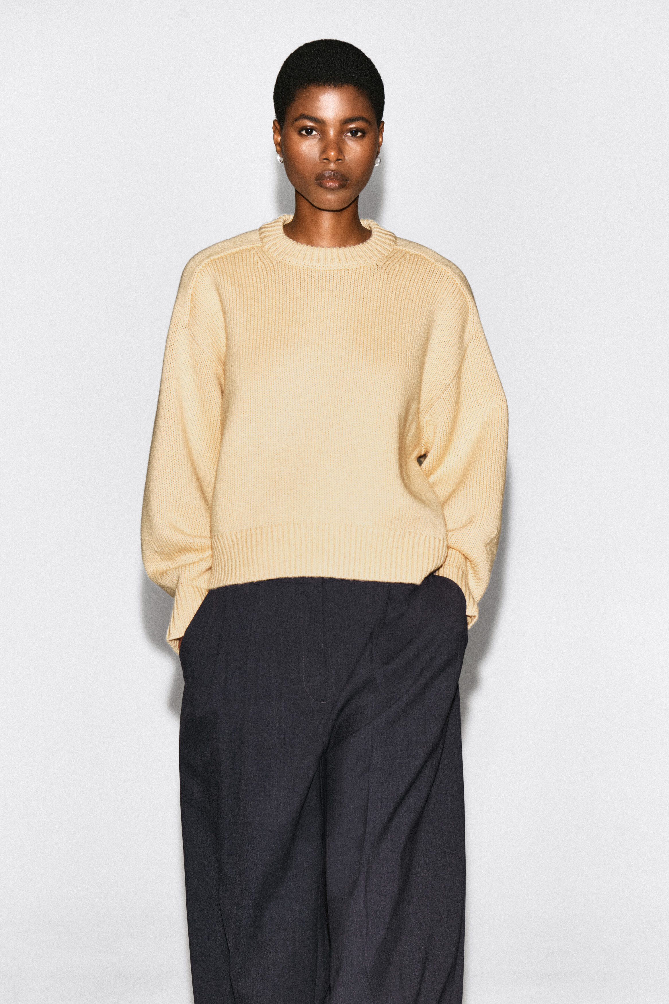 Rounded Wool Crew-Neck Sweater by COS