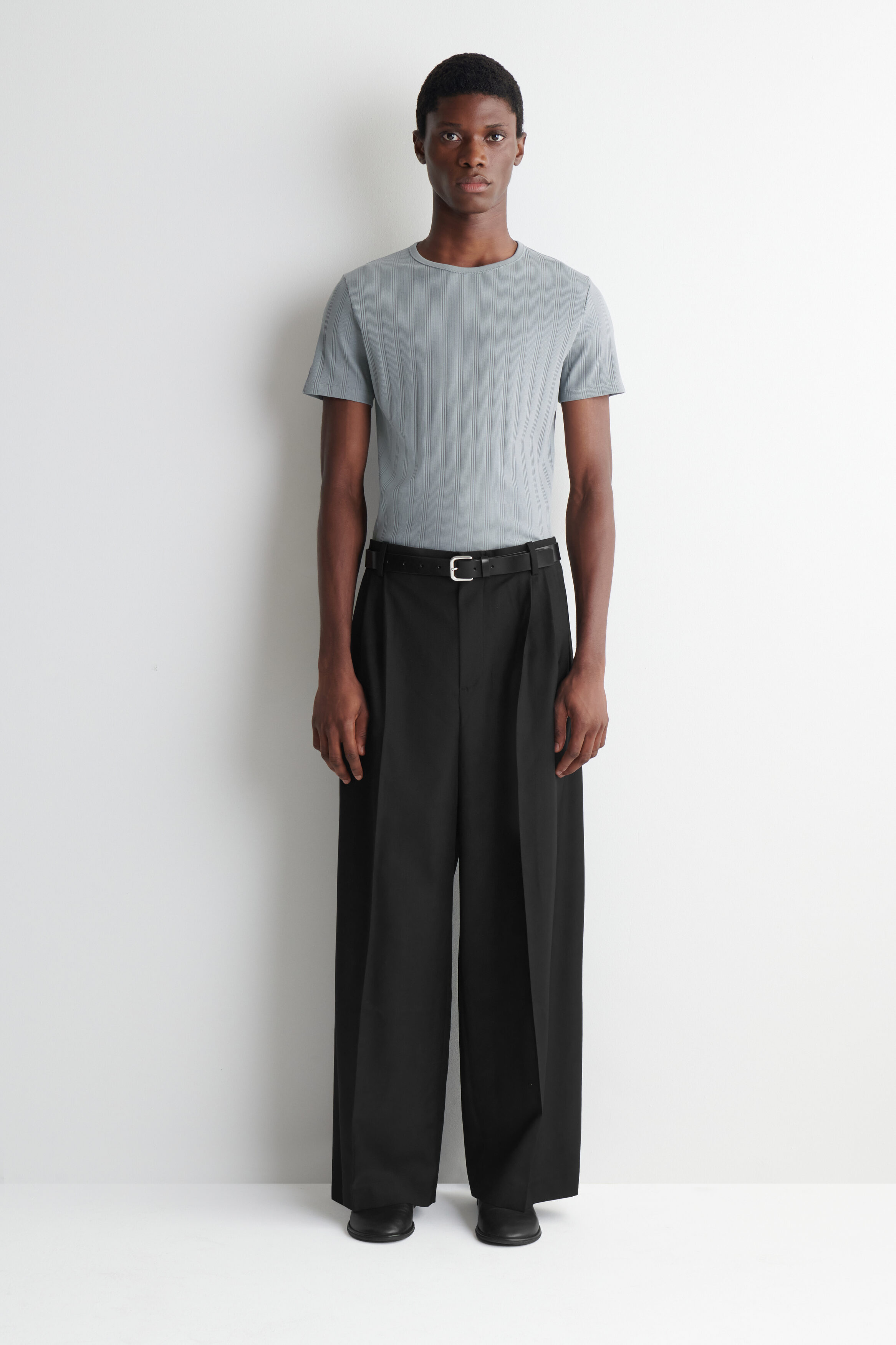 SLIM-FIT WIDE-RIB COTTON T-SHIRT - thumbnail 3