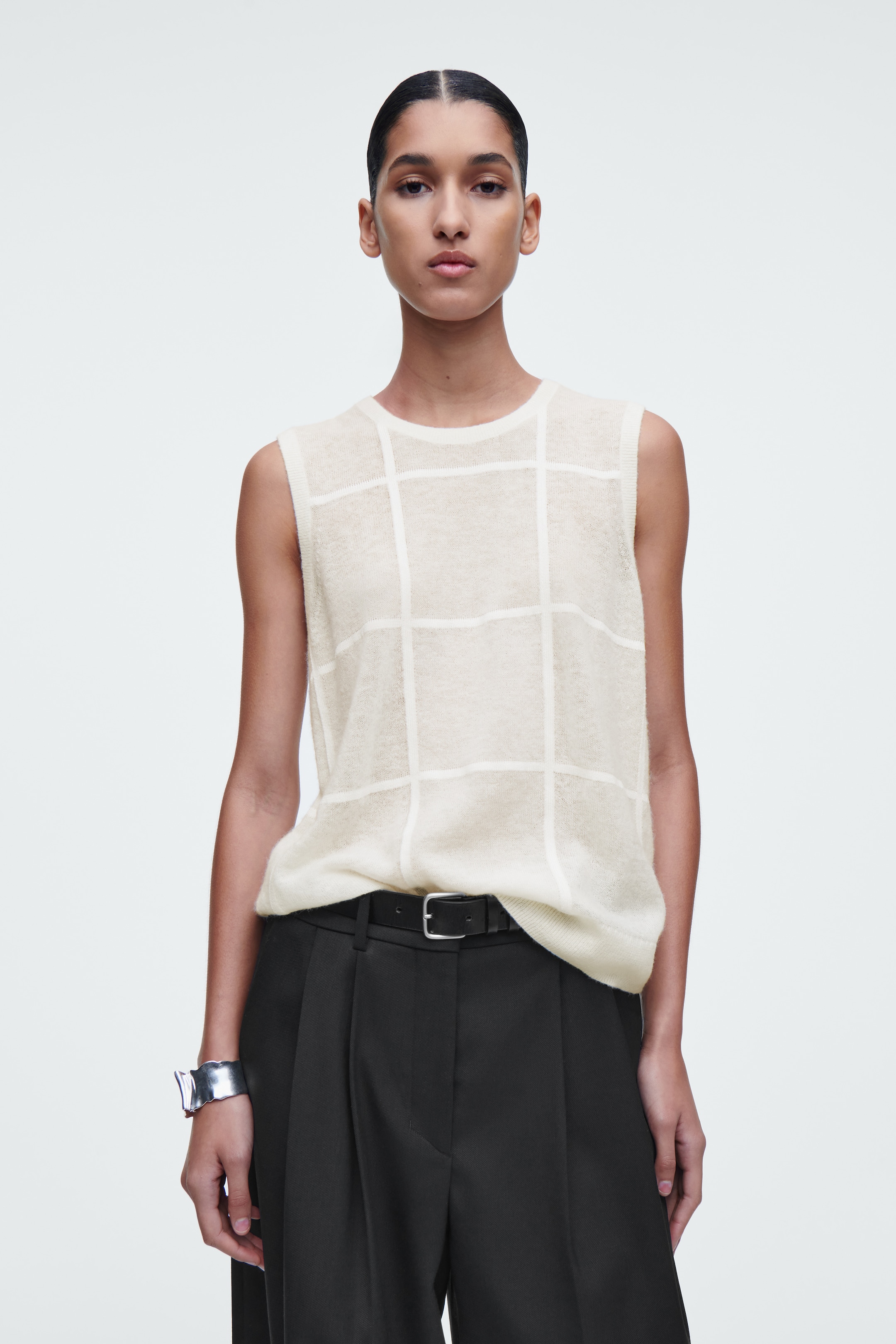 Ingrandisci l'immagine: WINDOWPANE-CHECK VEST - IVORY - DONNA | H&M CH 1