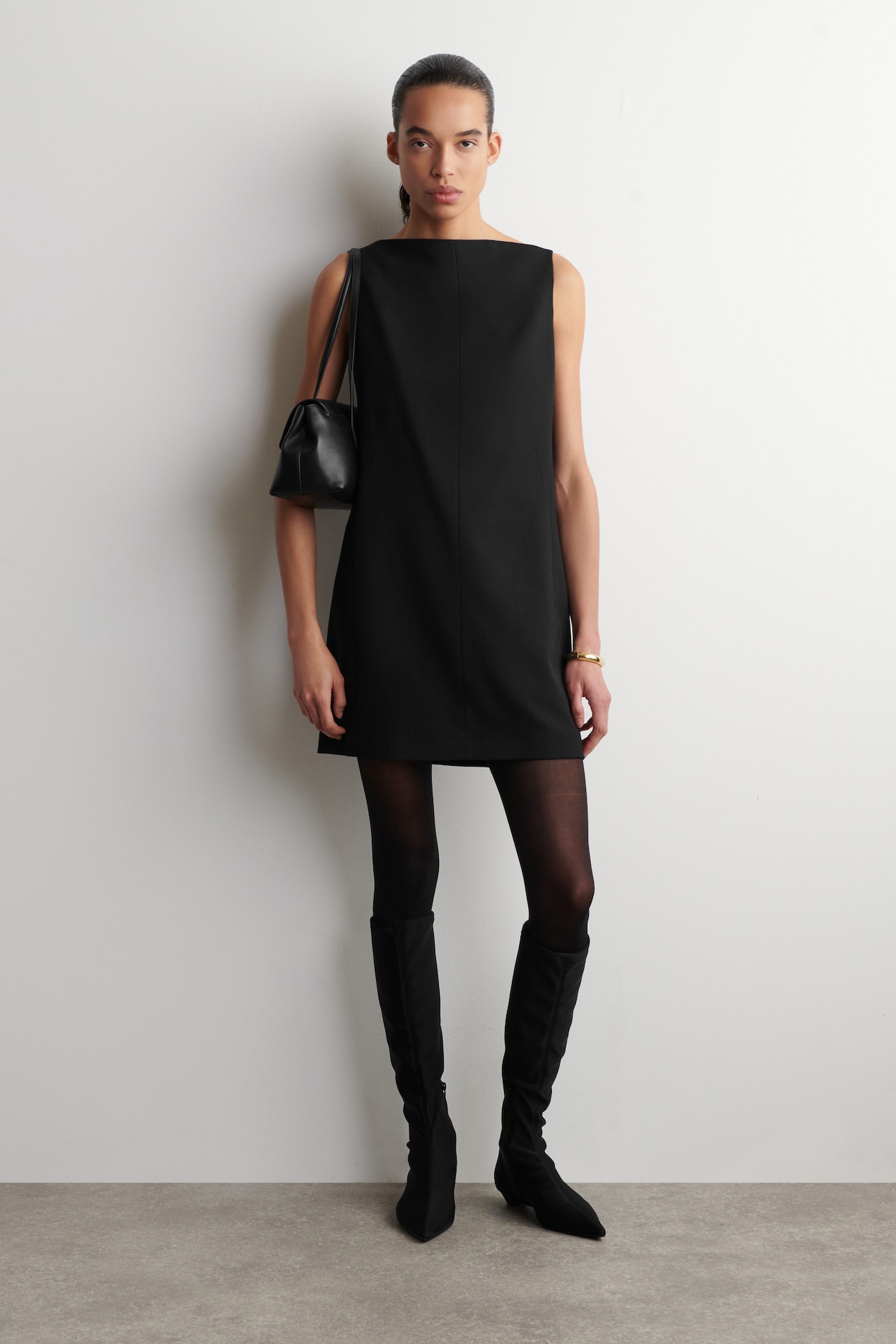 TAILORED MERINO WOOL-BLEND MINI DRESS