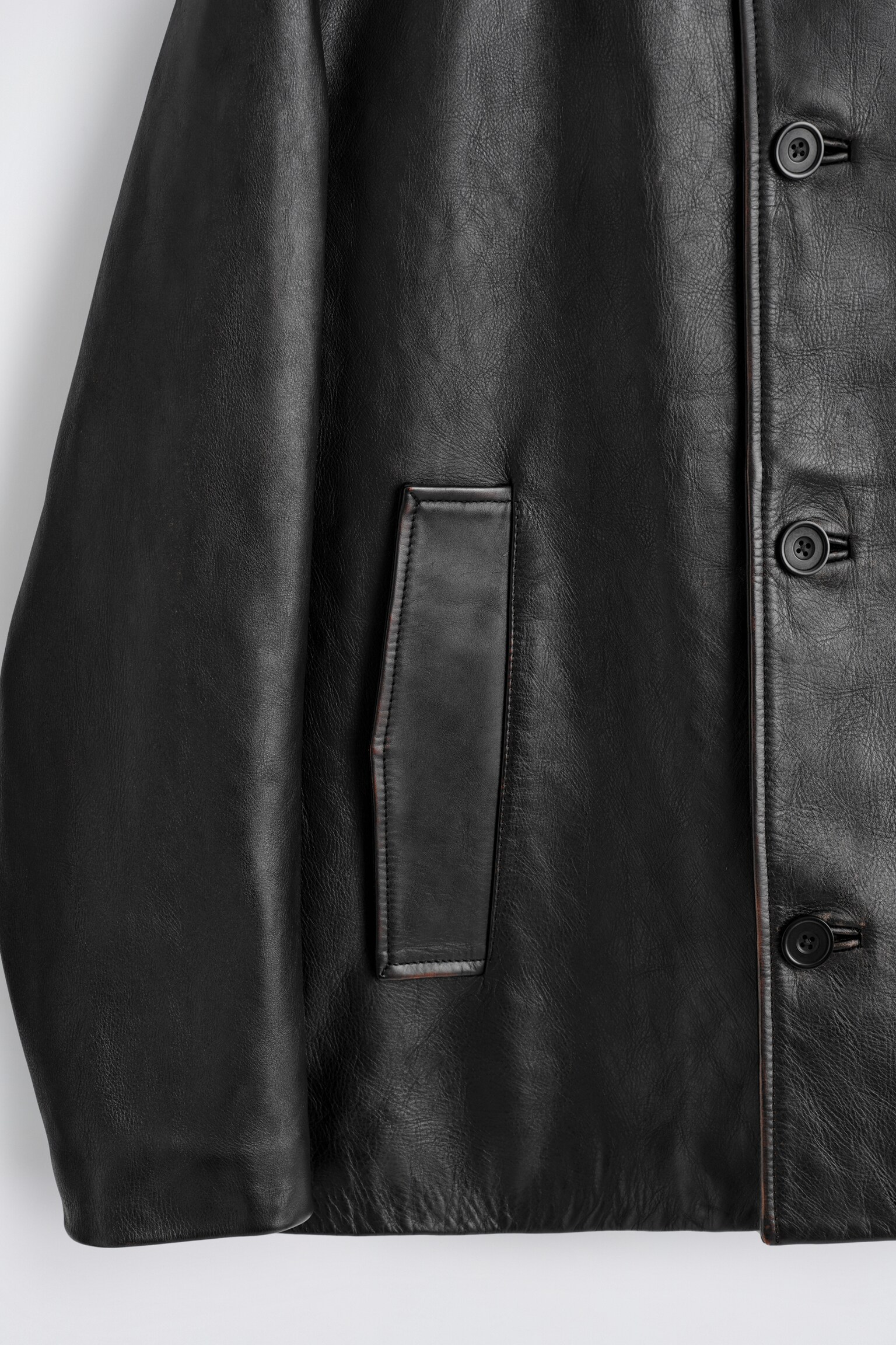 VESTE EN CUIR PATINÉ - NOIR - 5