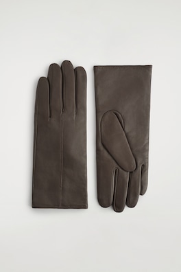 CASHMERE WOOL-LINED LEATHER GLOVES — MAHOGANY 3