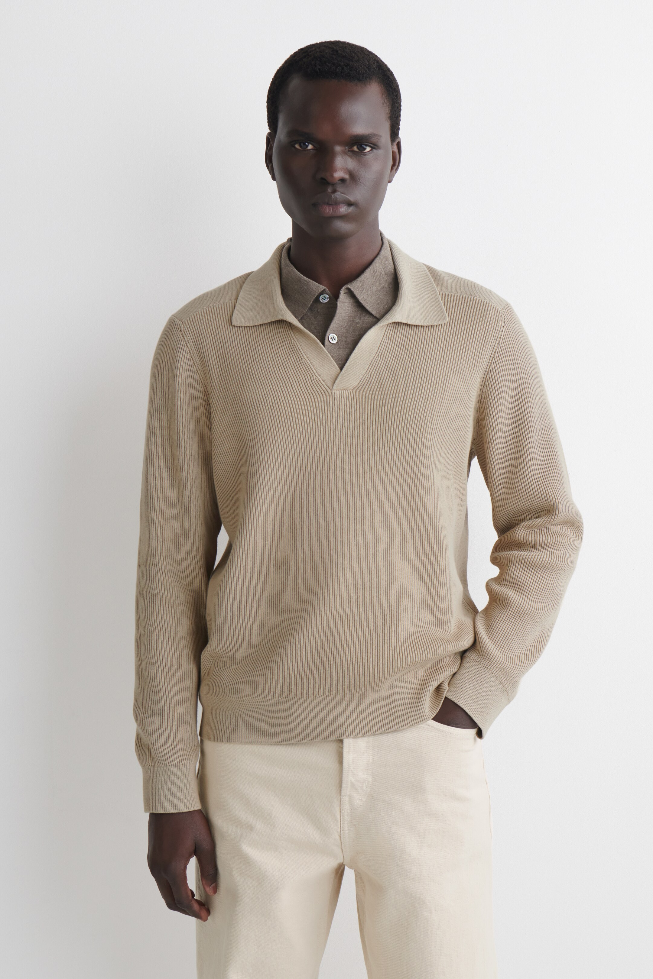 View larger image: COTTON POLO JUMPER - BEIGE - Men | H&M GB 1