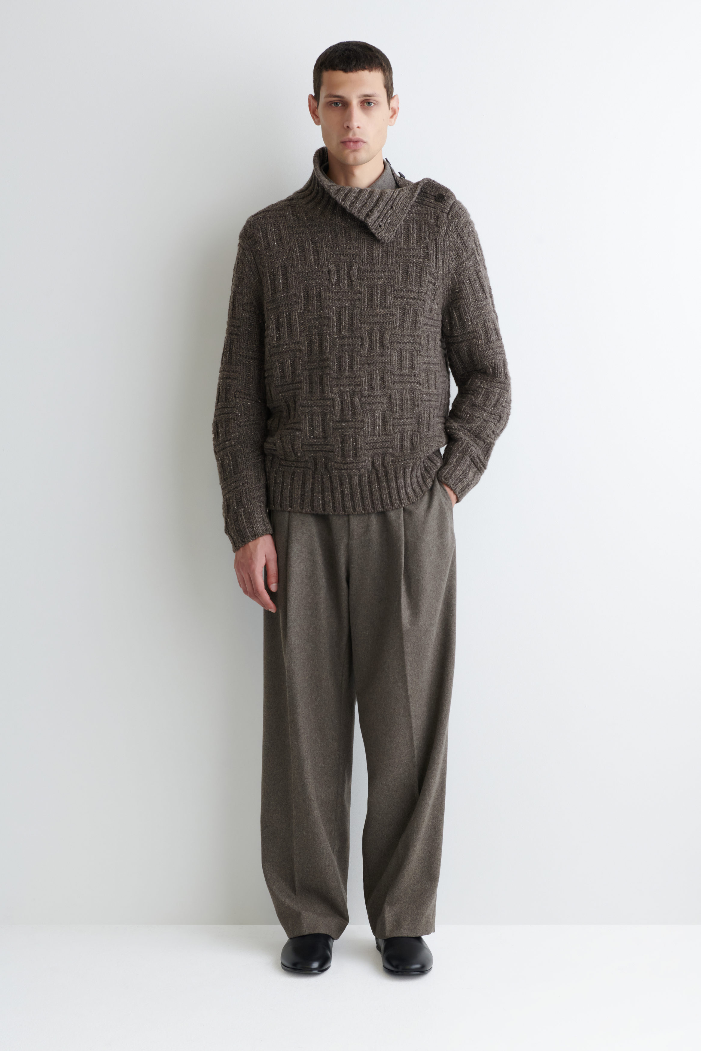 BASKETWEAVE WOOL SWEATER - STONE MÉLANGE | COS US