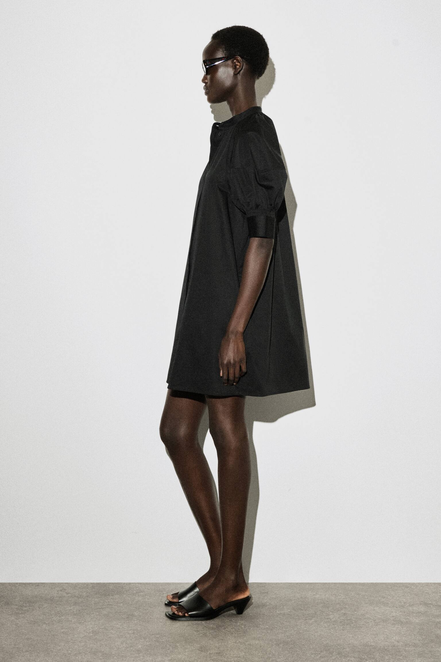 CHEMISIER CON MANICHE A SBUFFO - NERO - 5